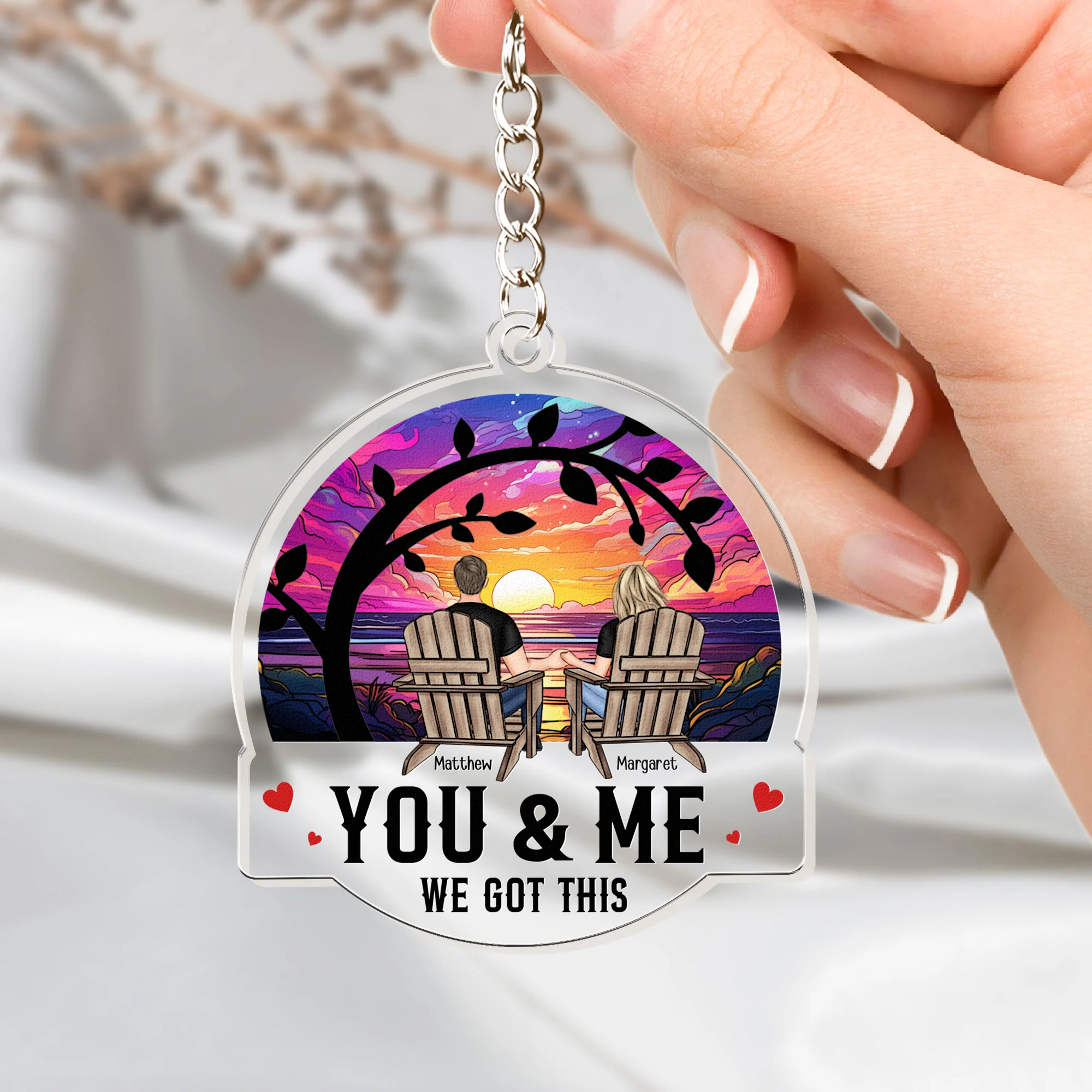 Anniversary Gift You & Me We Got This - Personalized Acrylic Keychain - Image 3