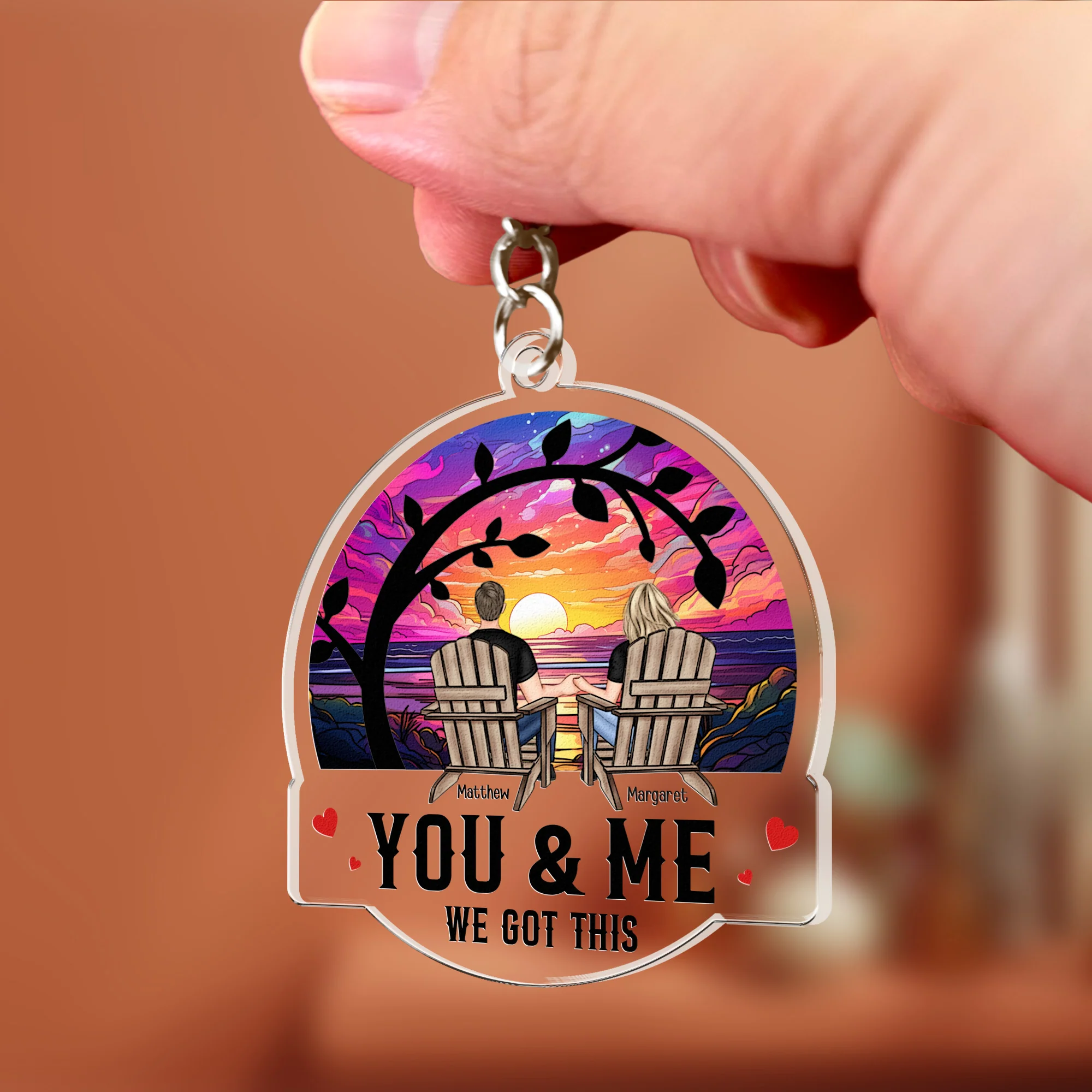 Anniversary Gift You & Me We Got This - Personalized Acrylic Keychain - Image 4