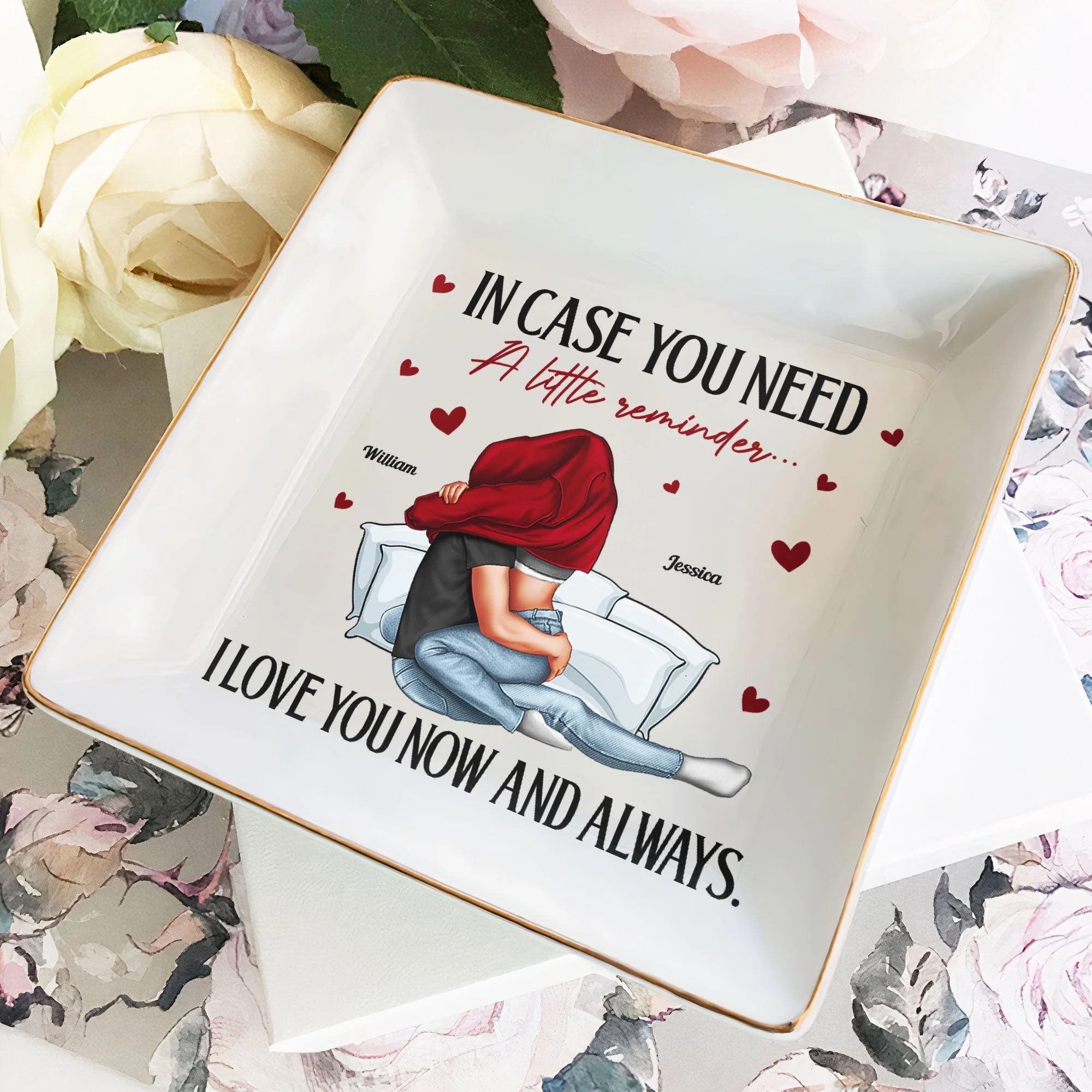 Anniversary Gifts For Women I Love You Now & Always - Personalized Jewelry Dish - Image 2