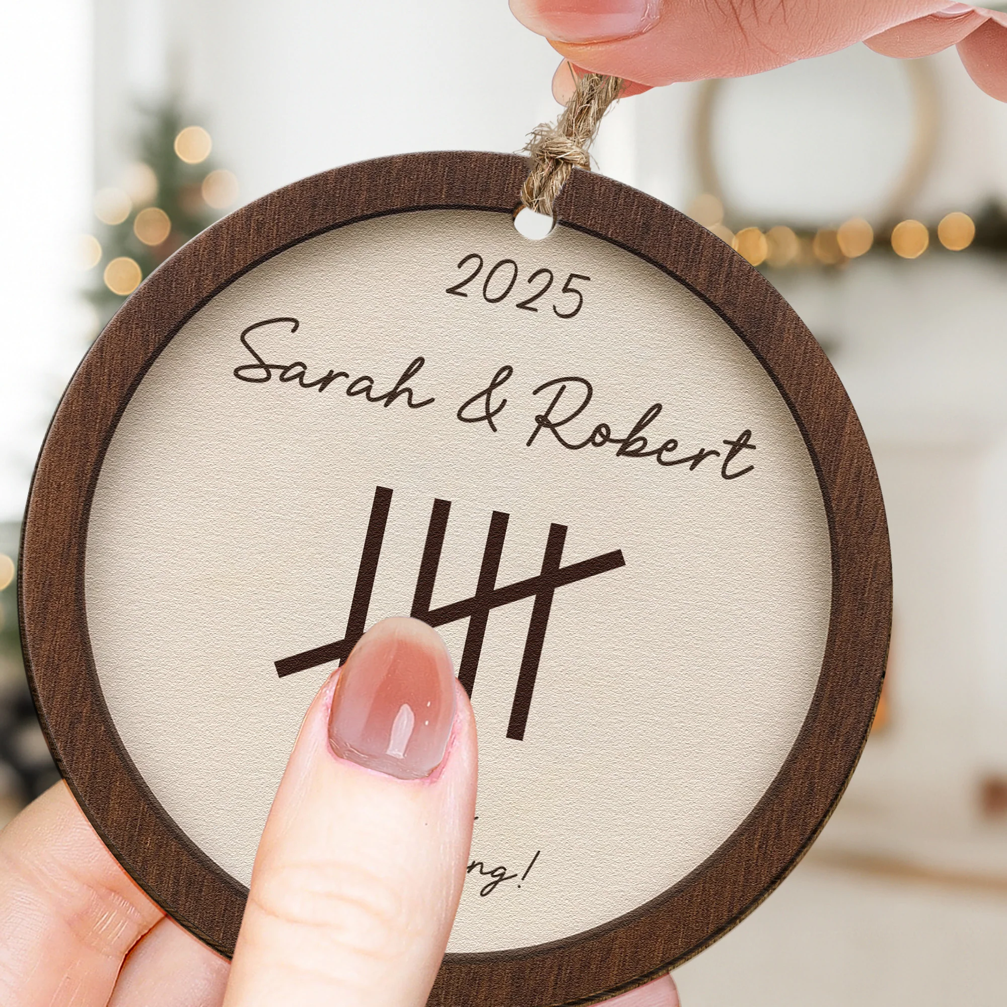 Anniversary Ornament, 5th Anniversary, Any Anniversary Year - Personalized Wooden Ornament - Image 2