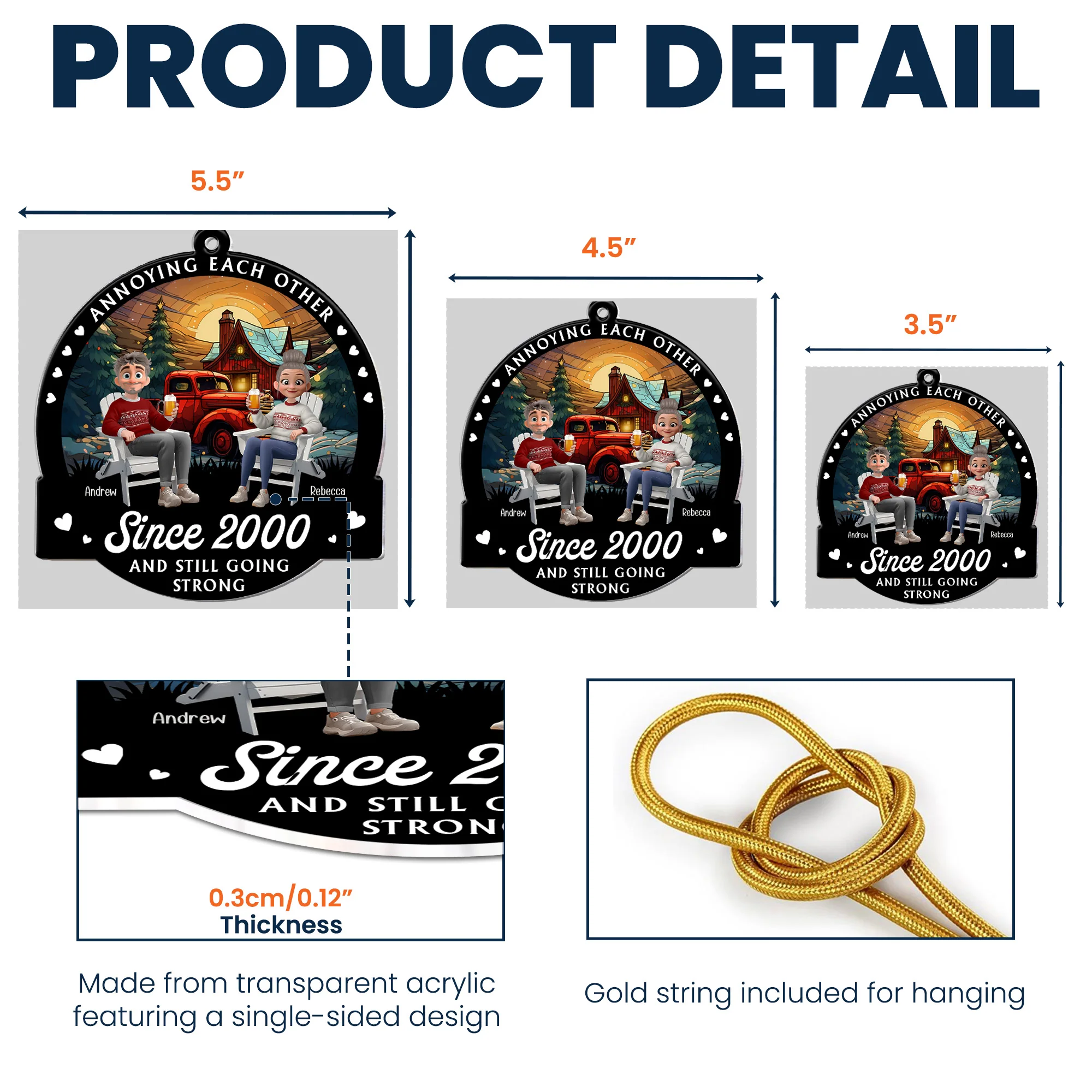 Annoying Each Other Couple Christmas Ornament Ver 2 - Personalized Acrylic Ornament - Image 4