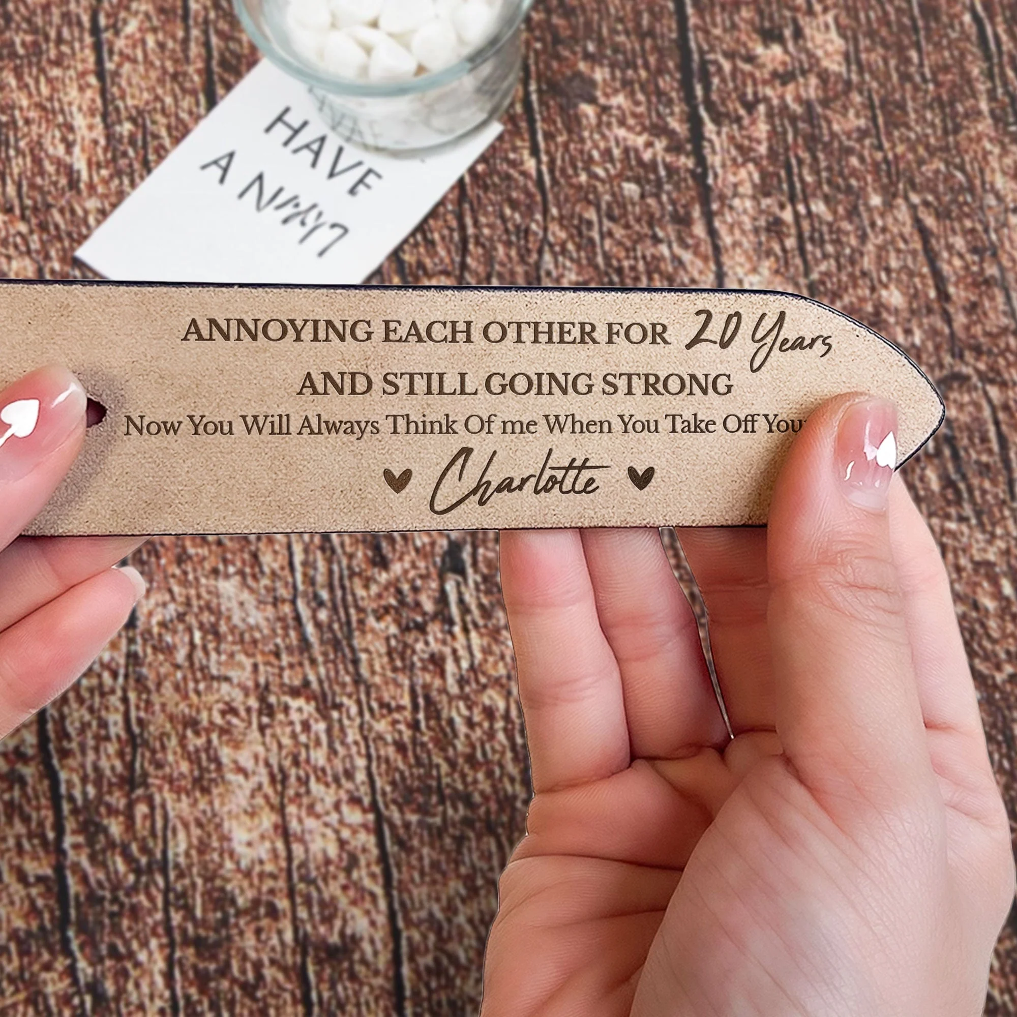 Annoying Each Other For Many Years - Personalized Engraved Leather Belt - Image 5