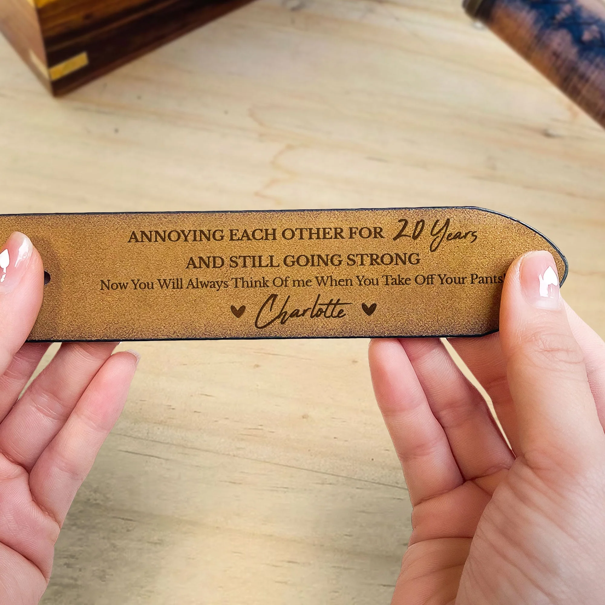Annoying Each Other For Many Years - Personalized Engraved Leather Belt - Image 6