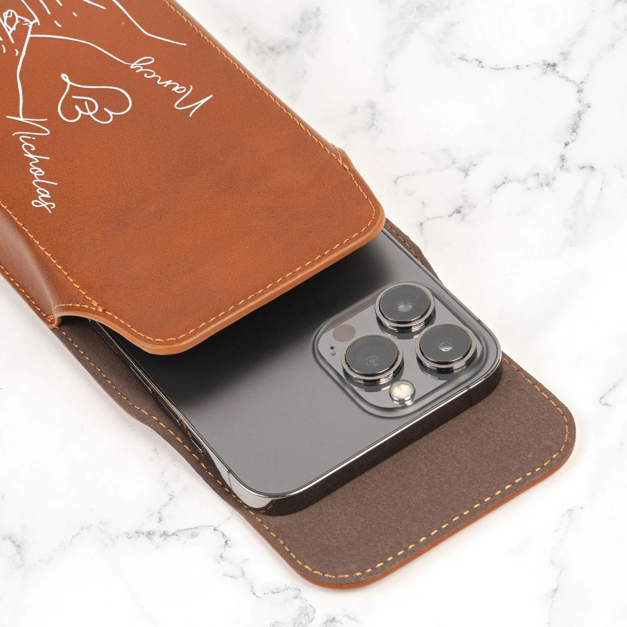 Annoying Each Other - Personalized Leather Phone Holster - Image 3