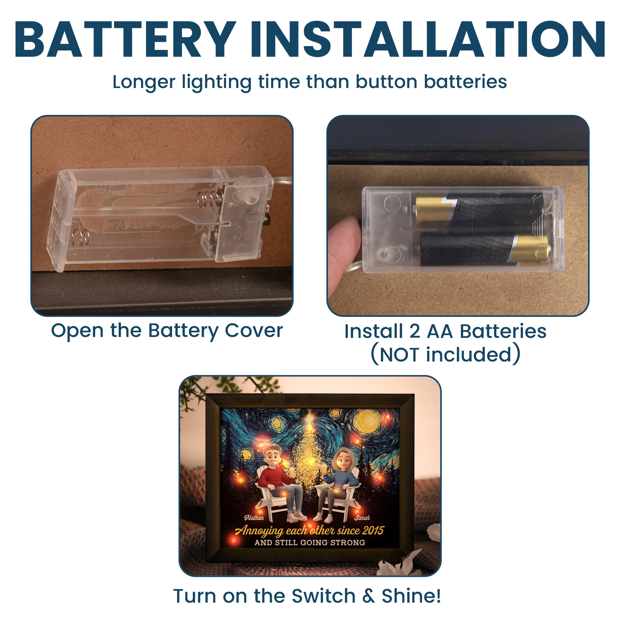 Annoying Each Other Since And Still Going Strong - Personalized LED Shadow Box - Image 5