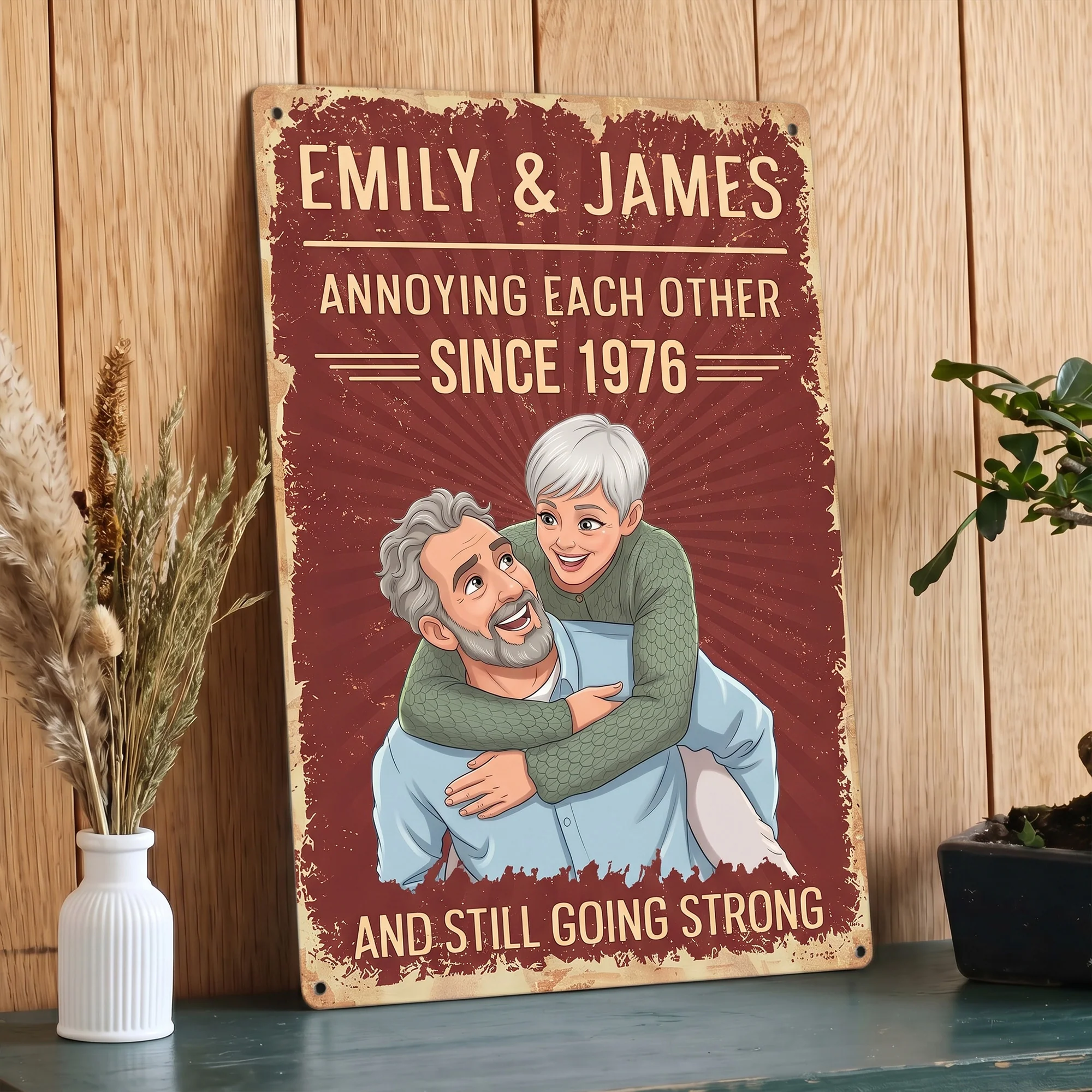 Annoying Each Other Since Custom Photo Cartoon Style - Personalized Metal Sign - Image 2
