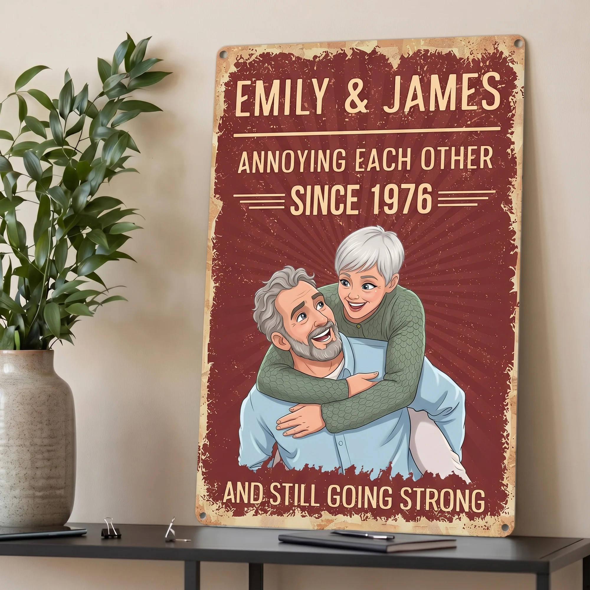 Annoying Each Other Since Custom Photo Cartoon Style - Personalized Metal Sign - Image 4