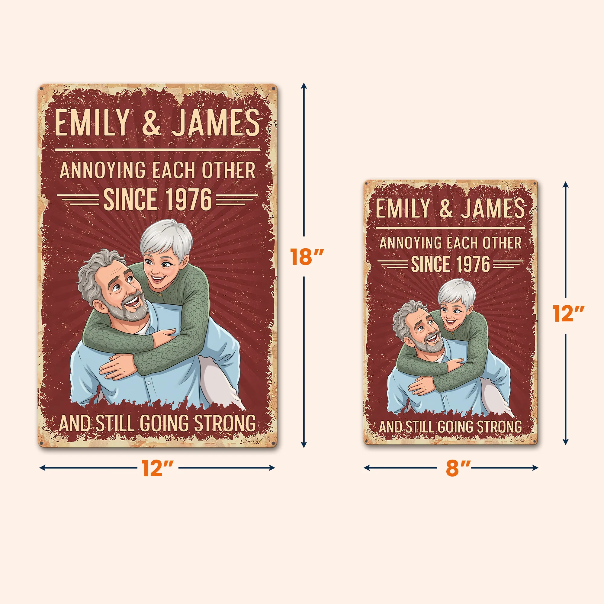 Annoying Each Other Since Custom Photo Cartoon Style - Personalized Metal Sign - Image 5