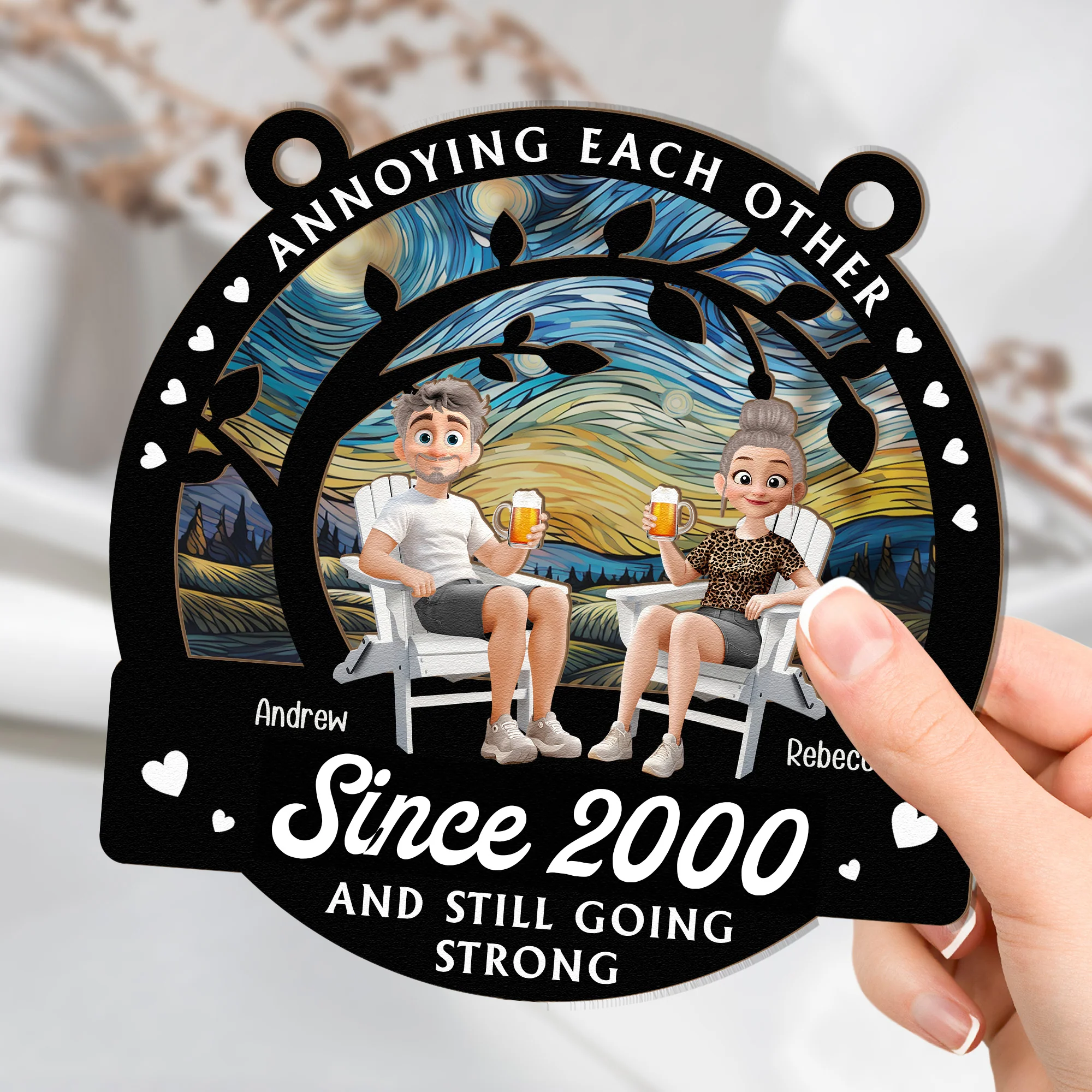 Annoying Each Other Since - Personalized Window Hanging Suncatcher Ornament - Image 3