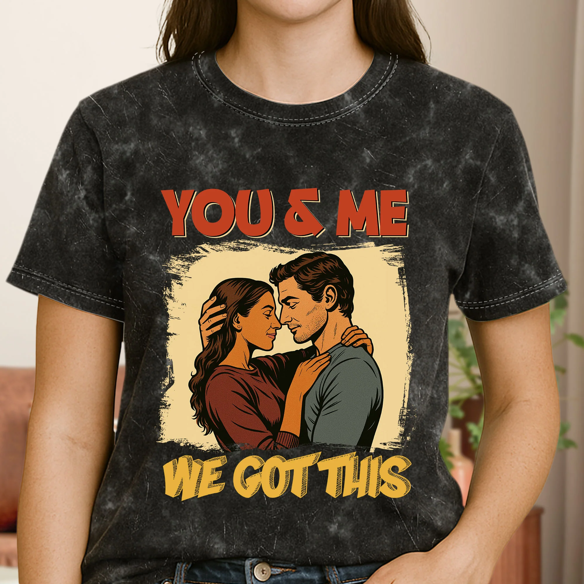 Annoying Each Other Since Retro Comic Style - Personalized Photo Acid Wash T‑Shirt - Image 6