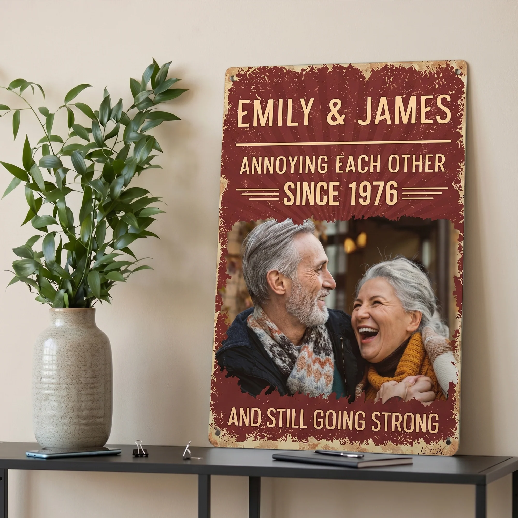 Annoying Each Other Since & Still Going Strong Custom Photo Retro Sign - Personalized Metal Sign - Image 4