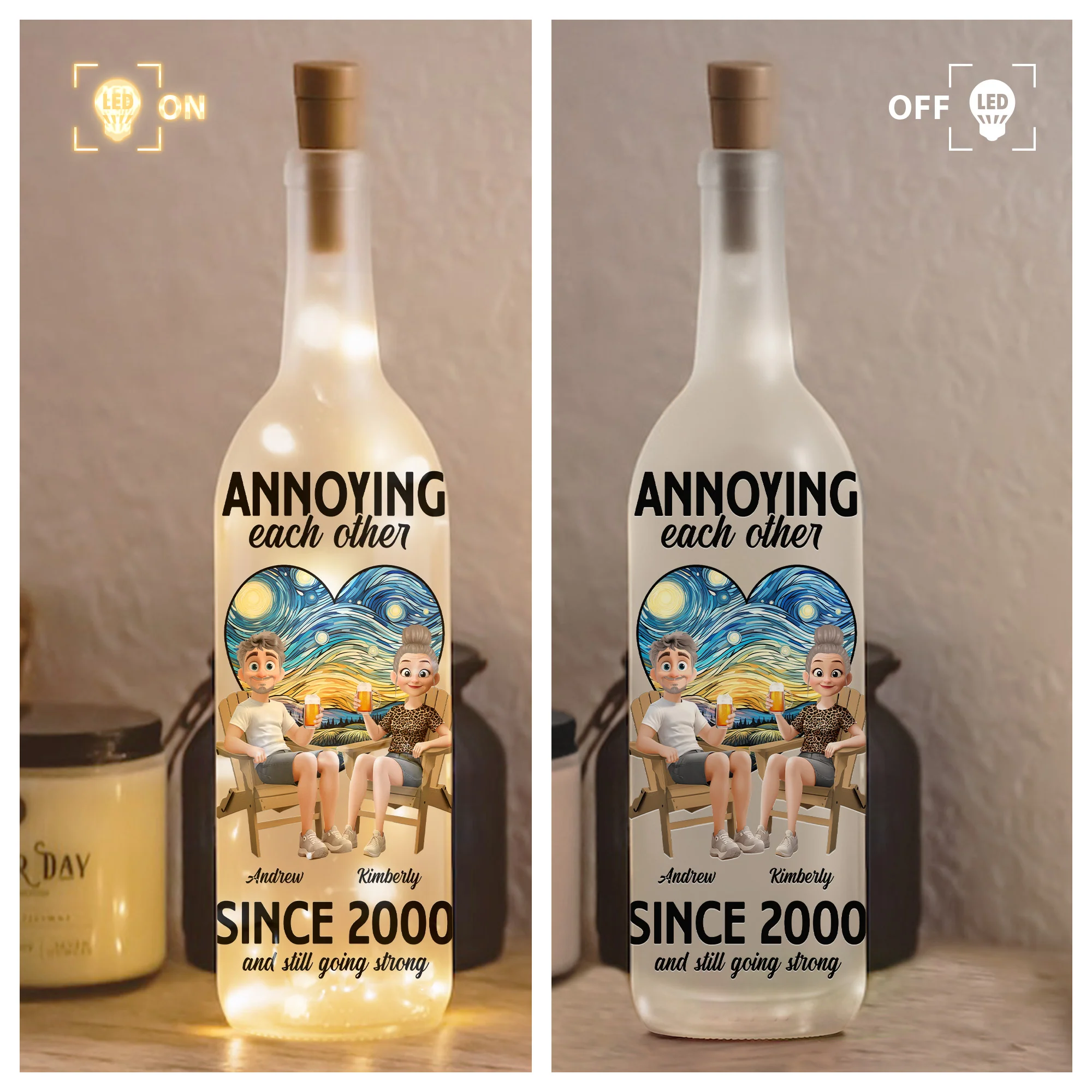 Annoying Each Other Since & Still Going Strong - Personalized Bottle Lamp - Image 3