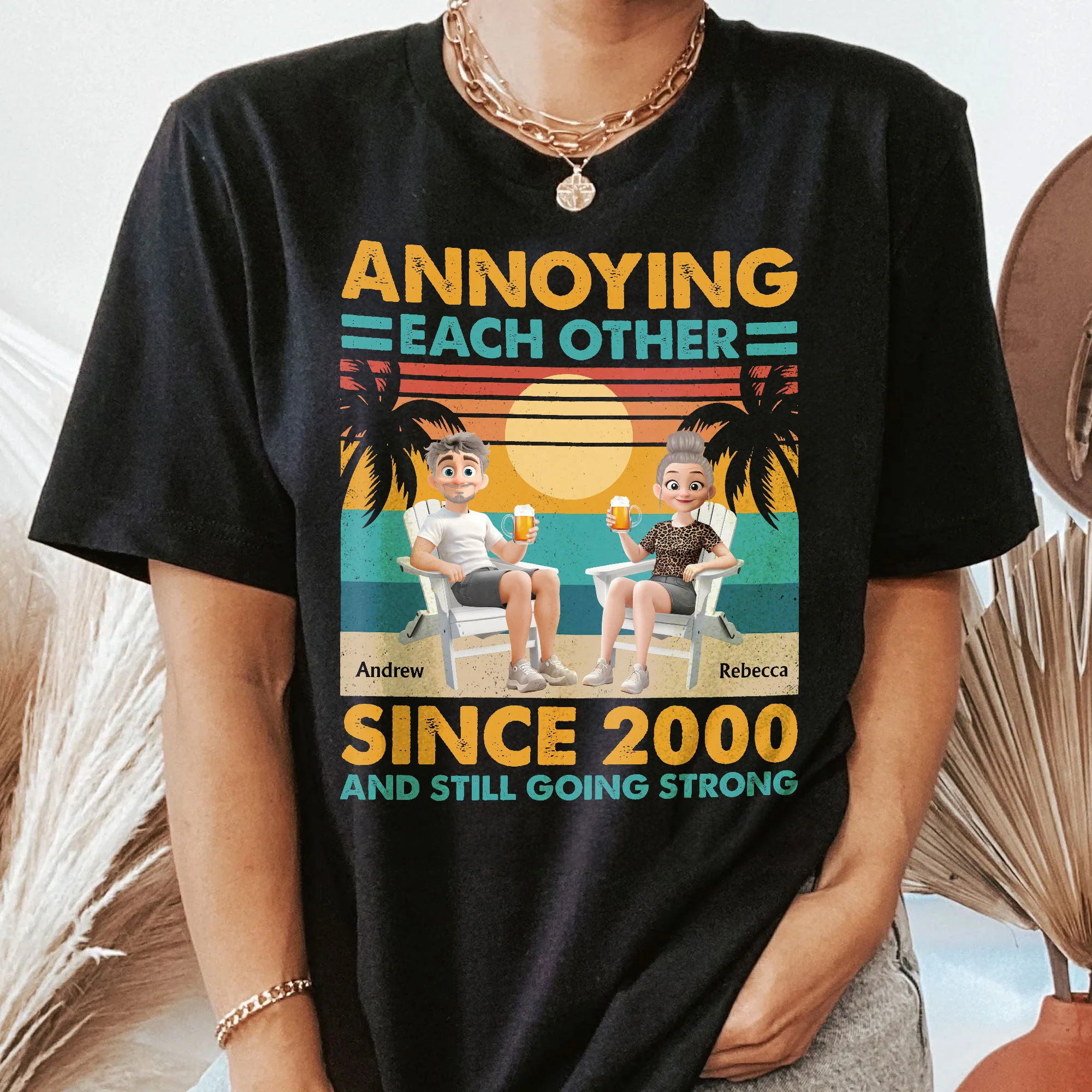 Annoying Each Other Since & Still Going Strong Vintage Couple Shirt - Personalized Shirt - Image 2
