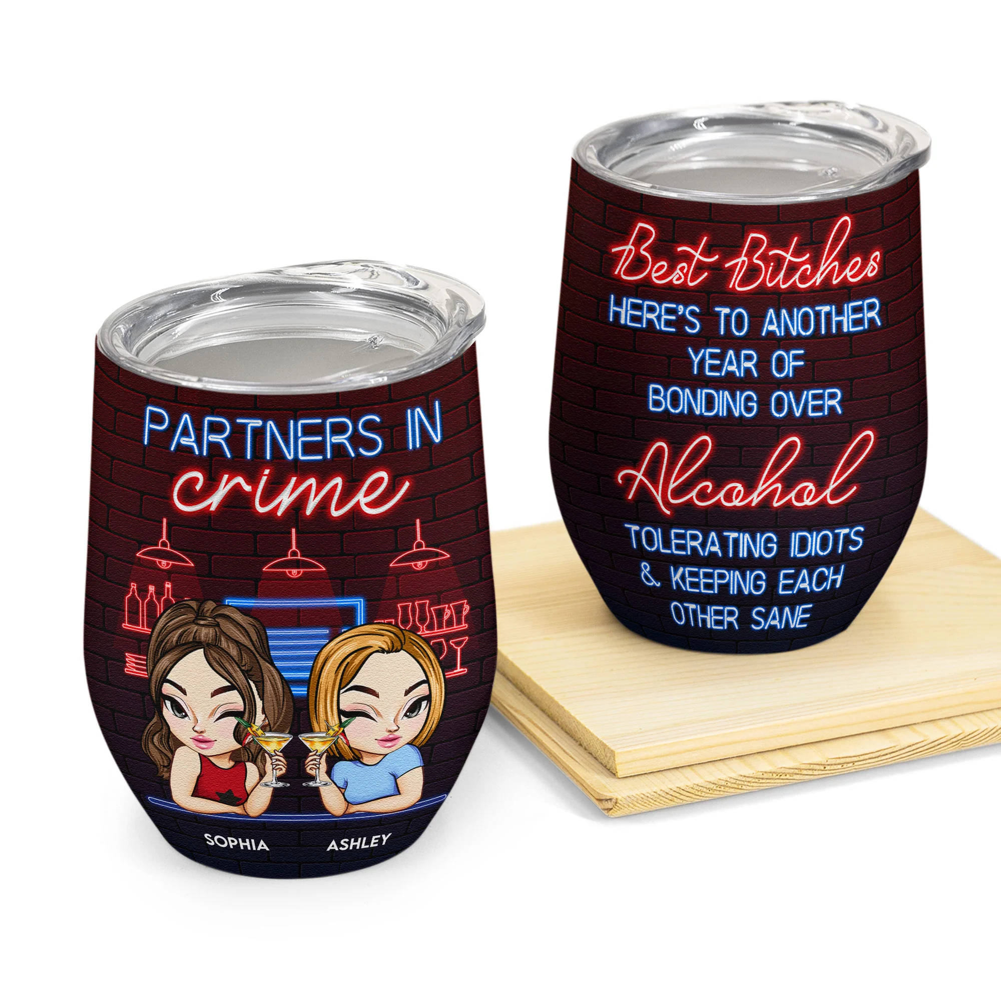 Another Year Of Bonding Over Alcohol - Personalized Wine Tumbler - Image 5