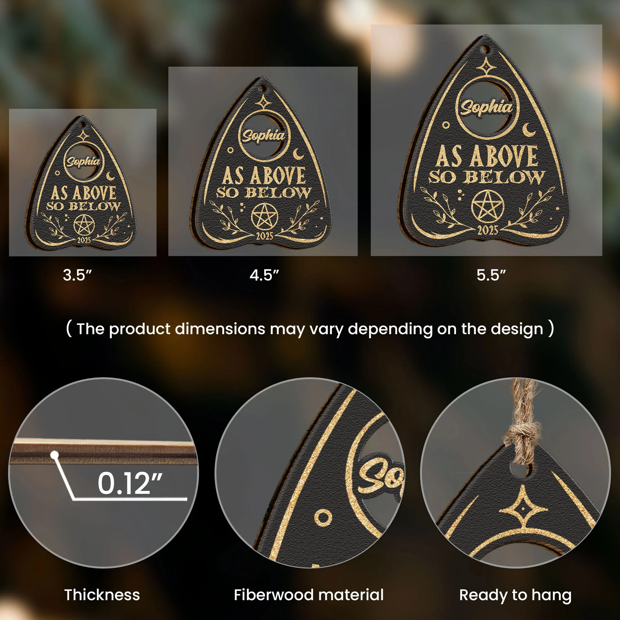 As Above So Below Planchette - Personalized Wooden Ornament - Image 3