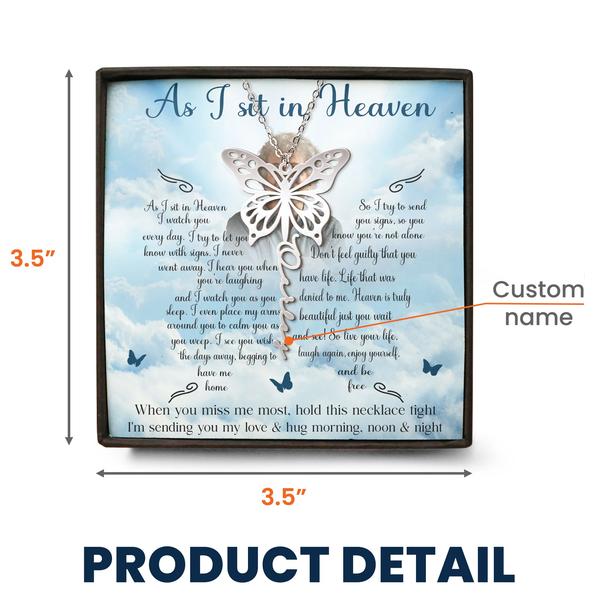 As I Sit In Heaven I Watch You Every Day - Custom Photo Name Necklace - Image 5