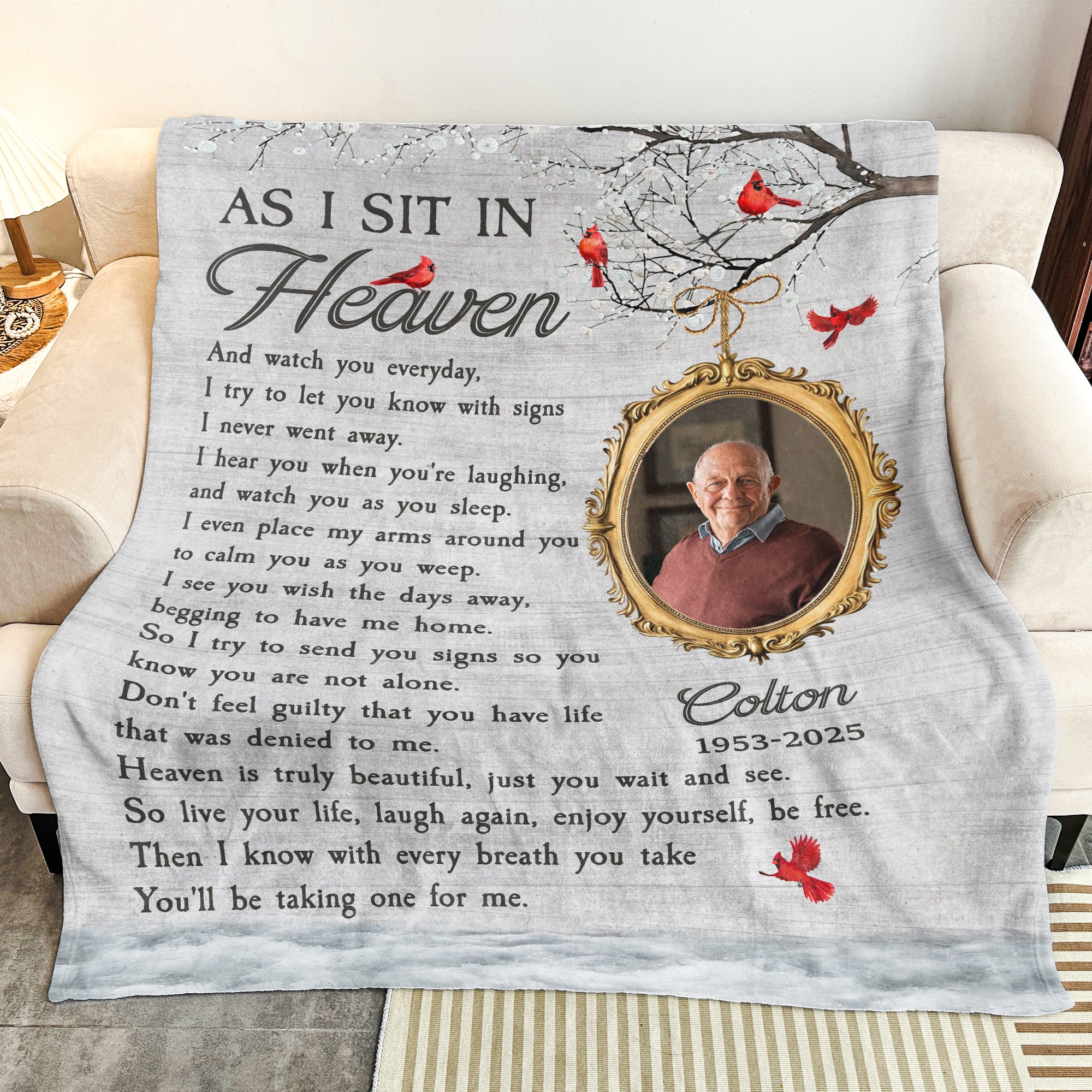 As I Sit In Heaven Memorial Gifts - Personalized Photo Blanket - Image 4