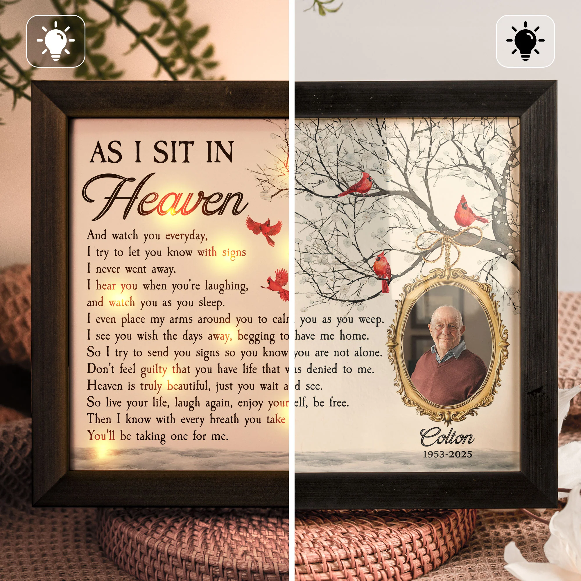 As I Sit In Heaven Memorial Gifts - Personalized Photo LED Shadow Box - Image 2