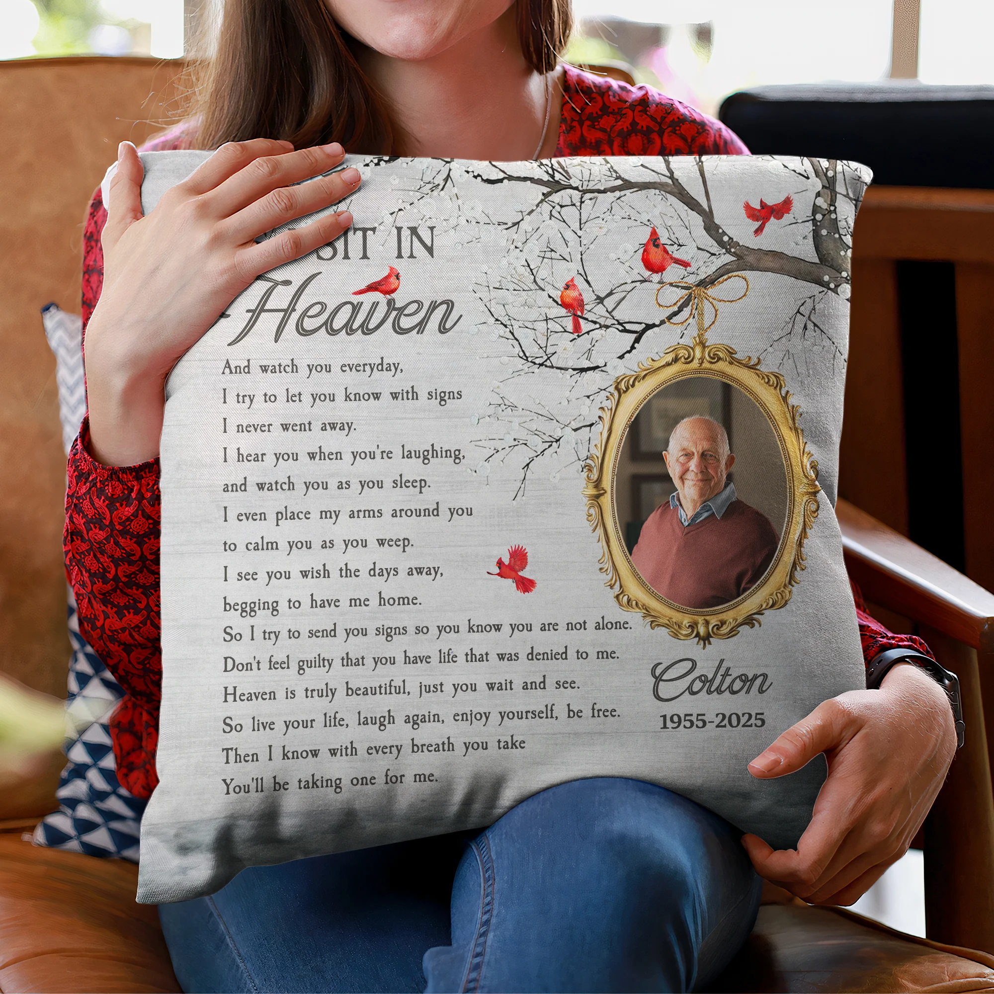 As I Sit In Heaven Memorial Gifts - Personalized Photo Pillow - Image 2