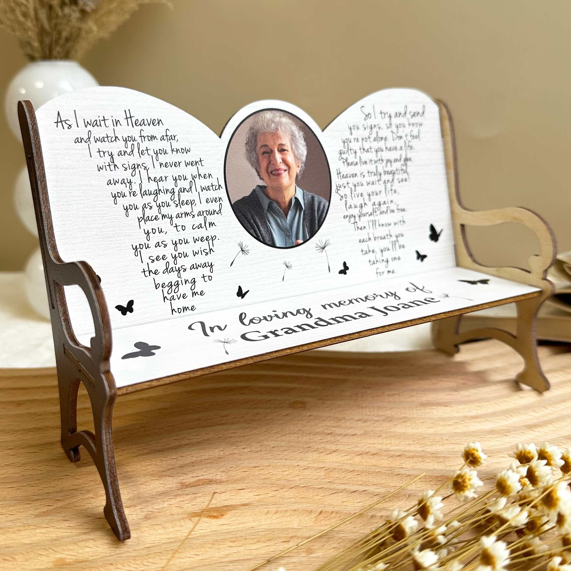 As I Watch You From Afar - Personalized Photo Memorial Bench - Image 2