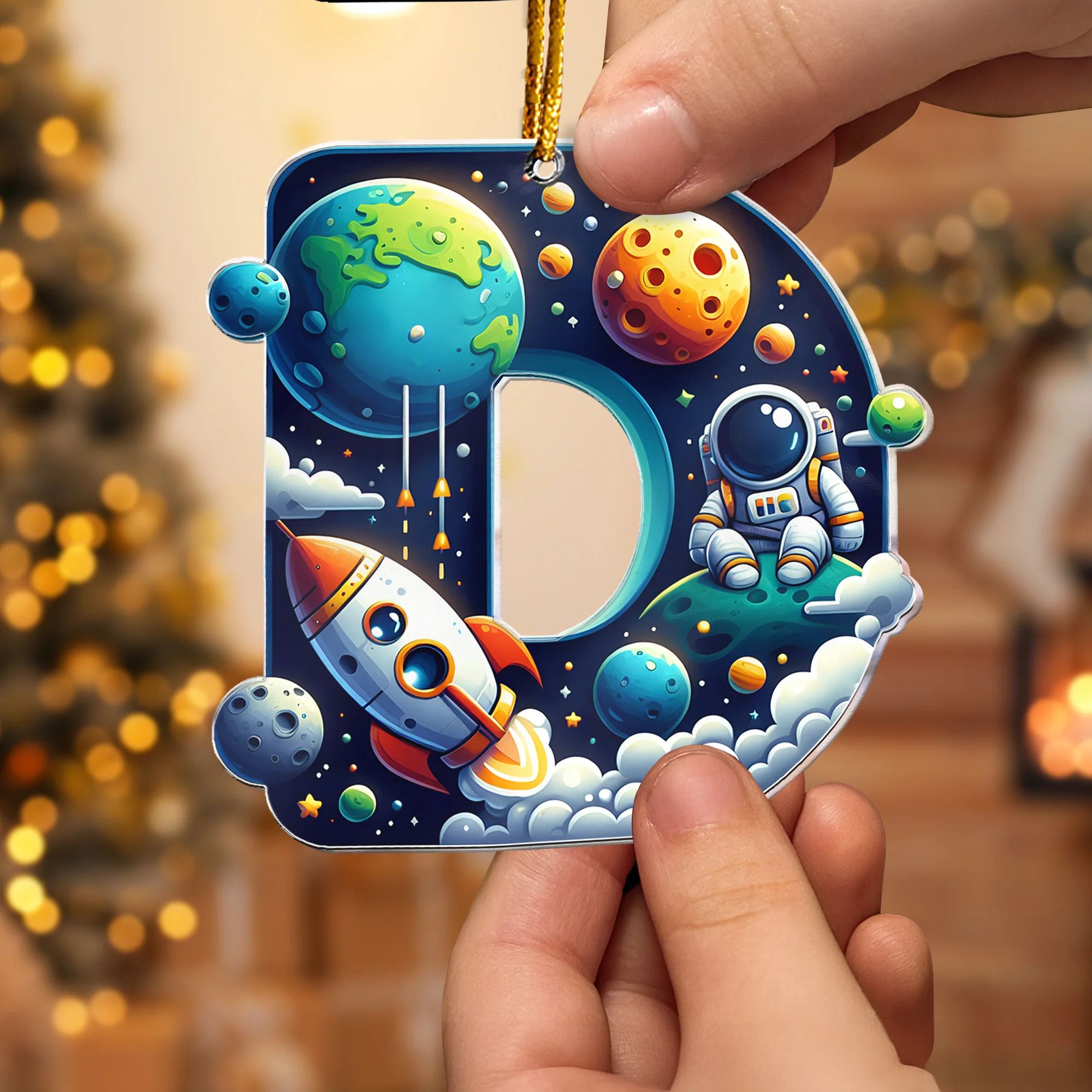 Astronaut Space Theme Letters For Kid Christmas Gift - Personalized Acrylic Ornament - Image 2