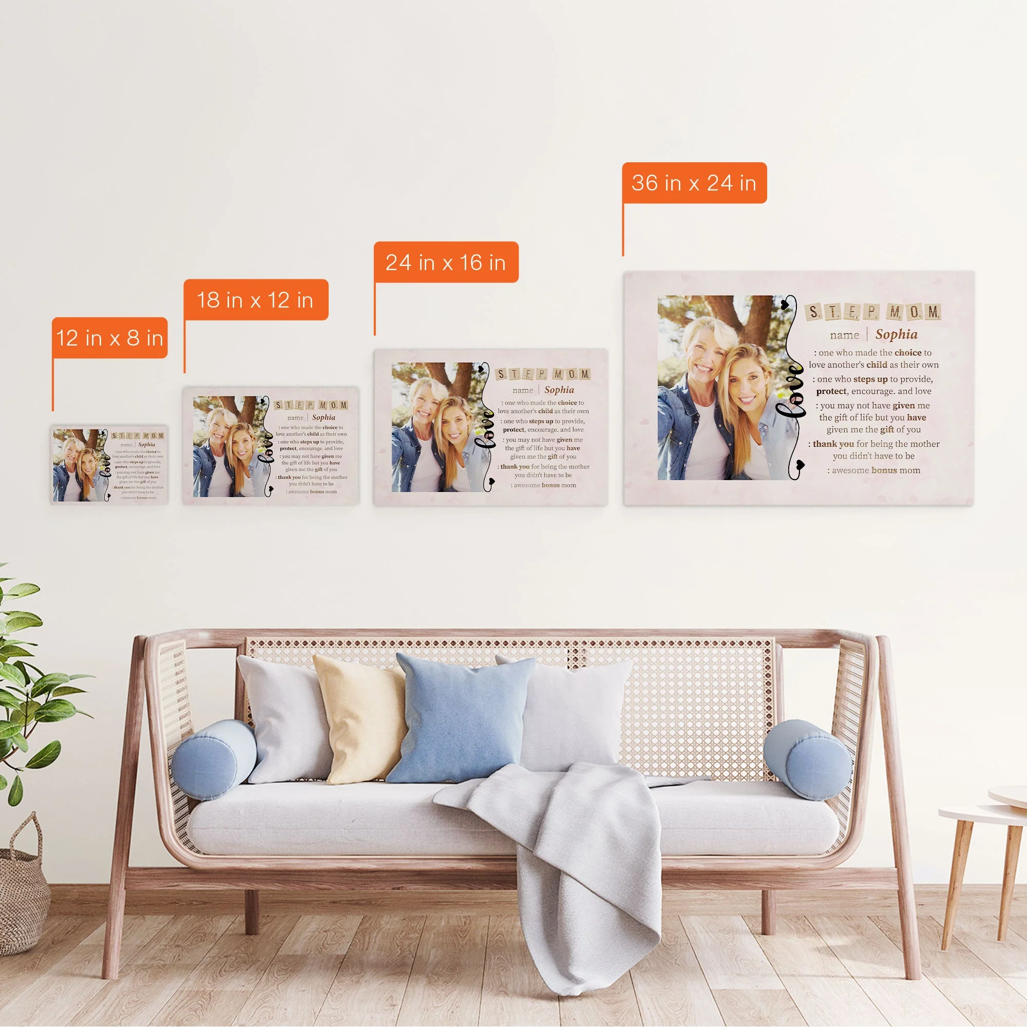 Awesome Bonus Mom - Personalized Poster/Wrapped Canvas - Birthday Gift Mother's Day Gift For Bonus Mom, Step Mom - Image 5