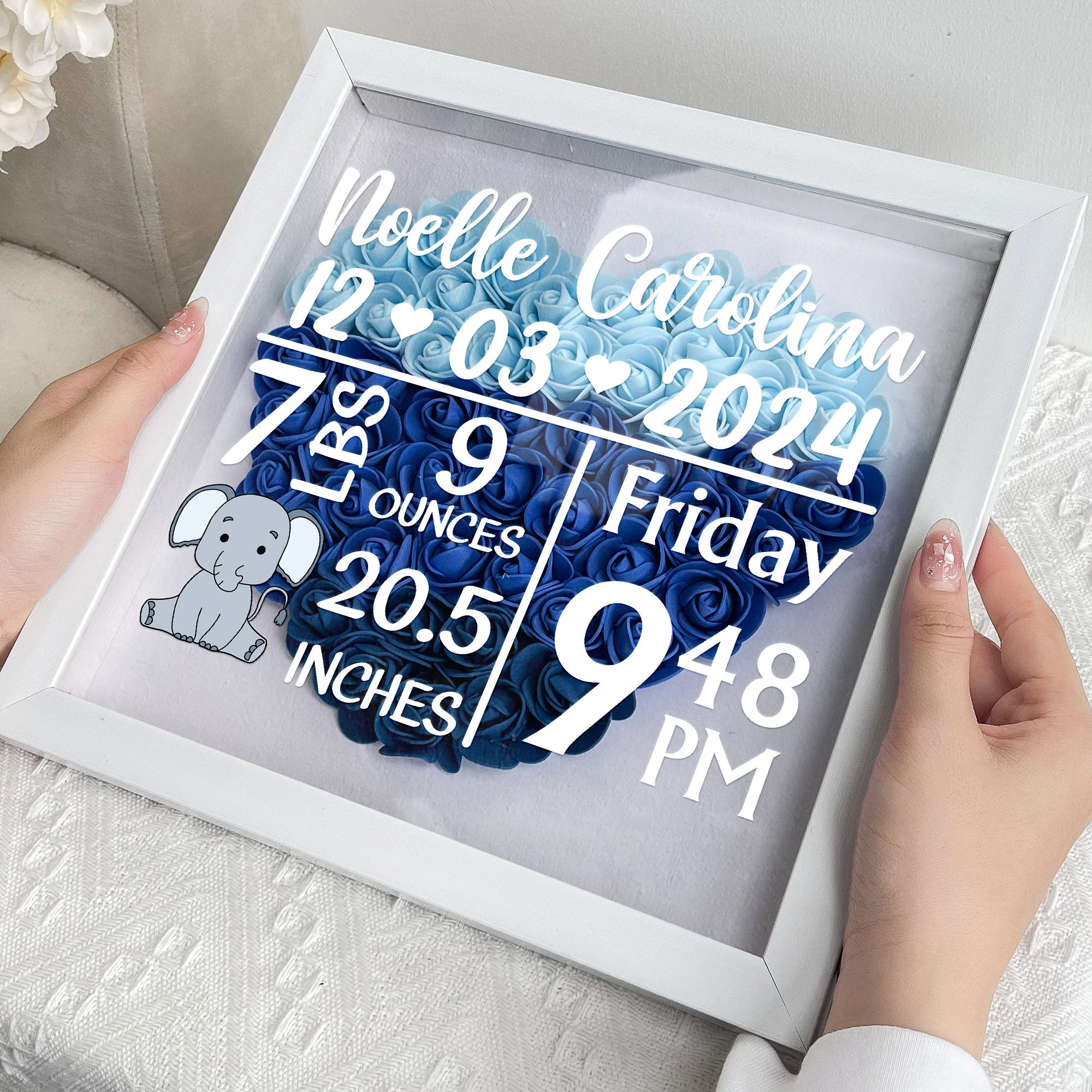 Baby Birth Stats - Personalized Flower Shadow Box - Image 2