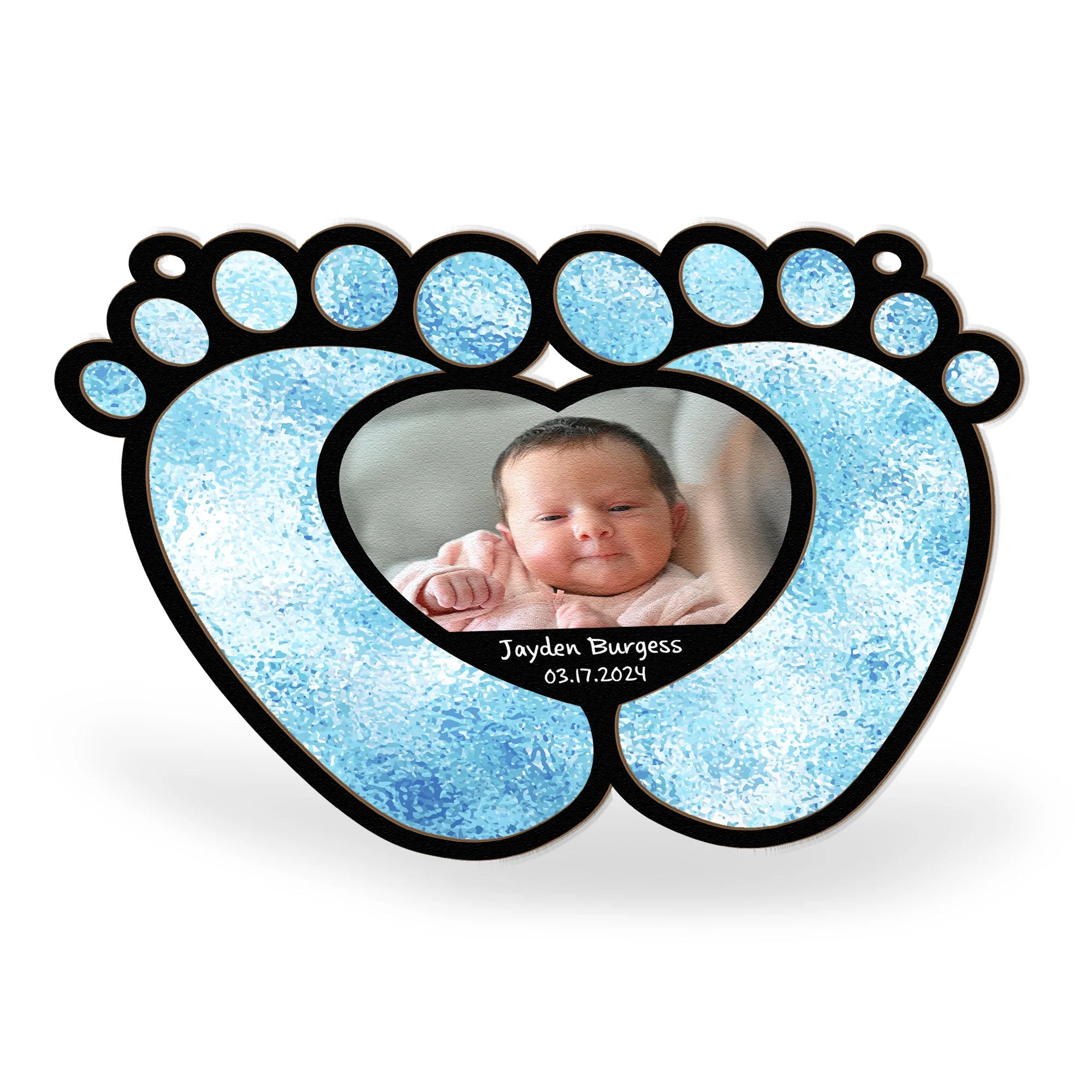 Baby Feet With Love Heart - Personalized Window Hanging Suncatcher Photo Ornament - Image 5