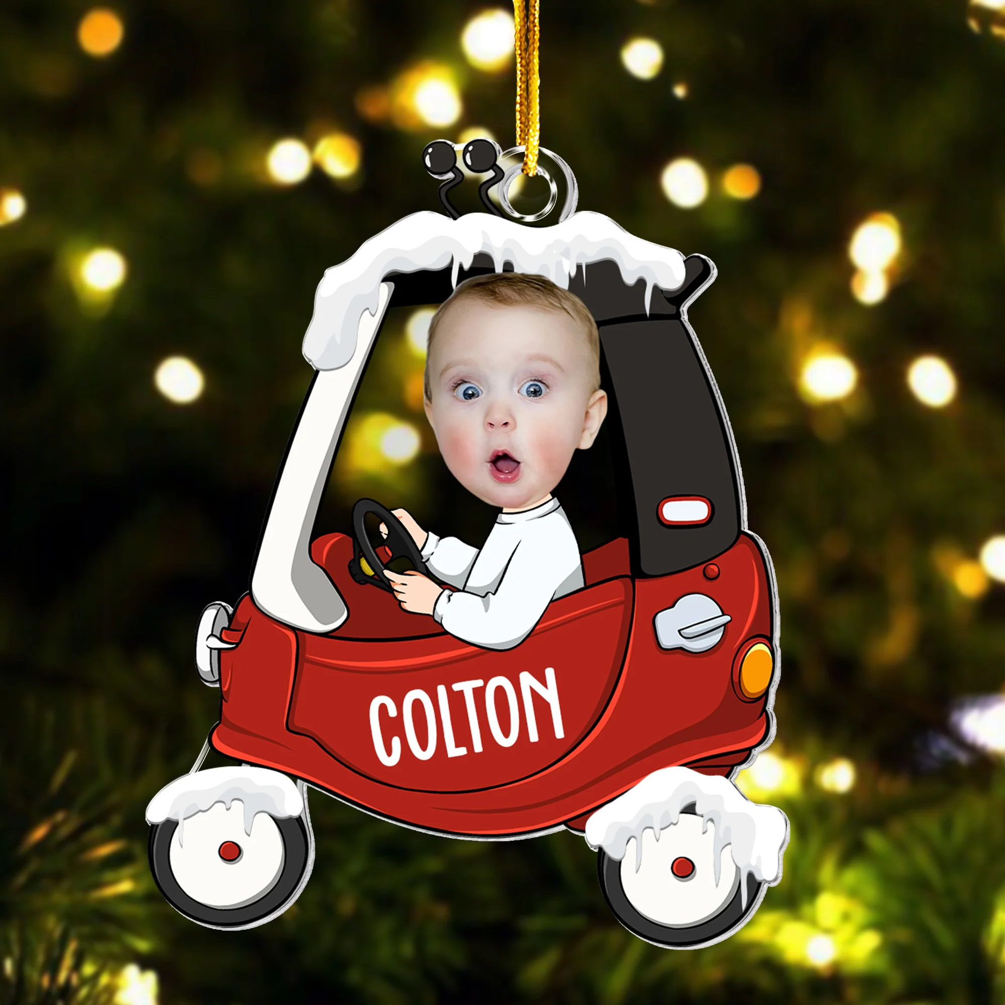 Baby In Car - Personalized Acrylic Photo Ornament - Image 6