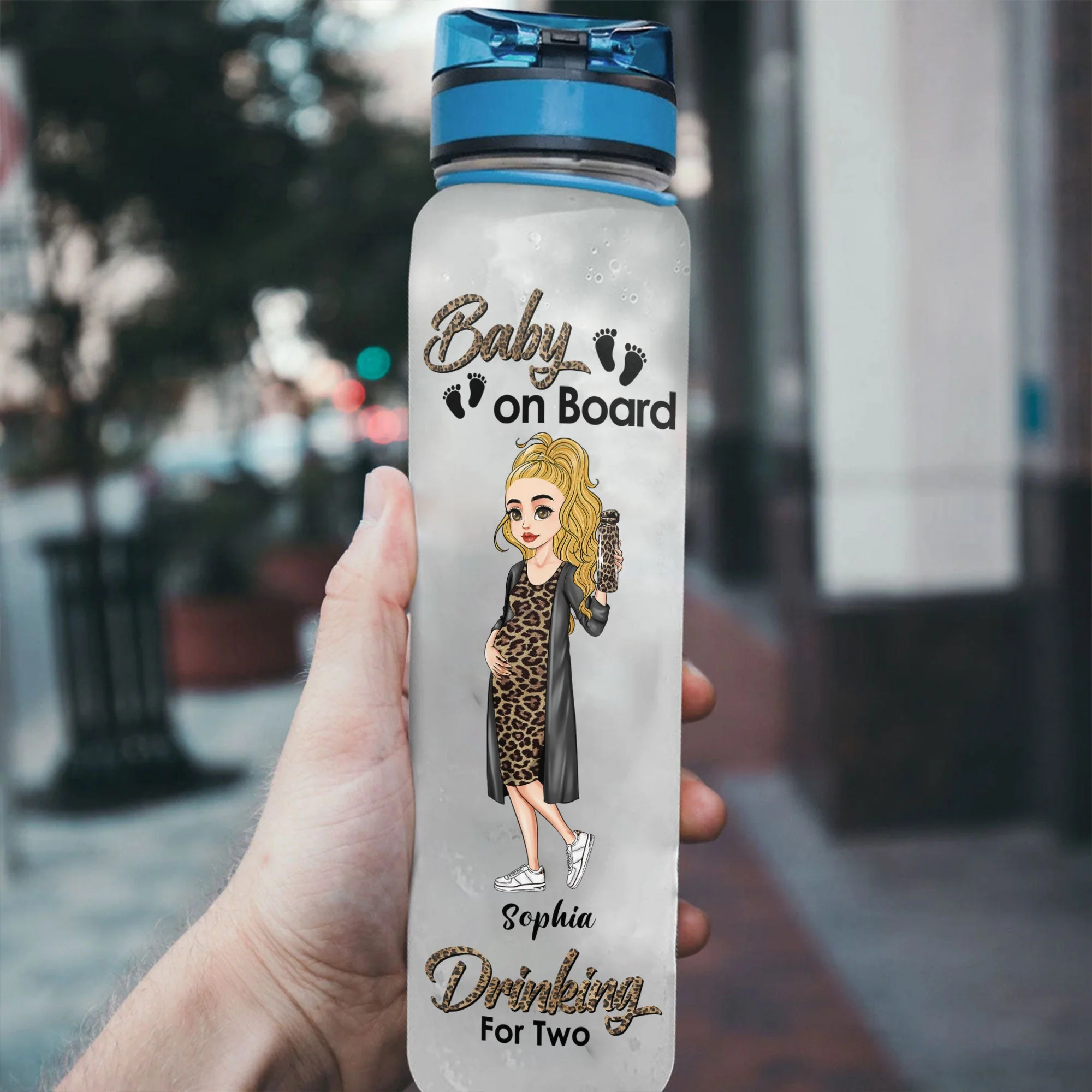Baby On Board Drink For Two - Personalized Water Tracker Bottle - Mother's Day Gift For Pregnant Mom, Mother - Image 3