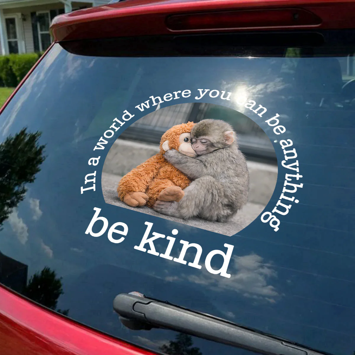 Baby Punch Monkey - Be Kind, Punch The Abandoned Baby Monkey Gift For Animal Lover - Decal - Image 3