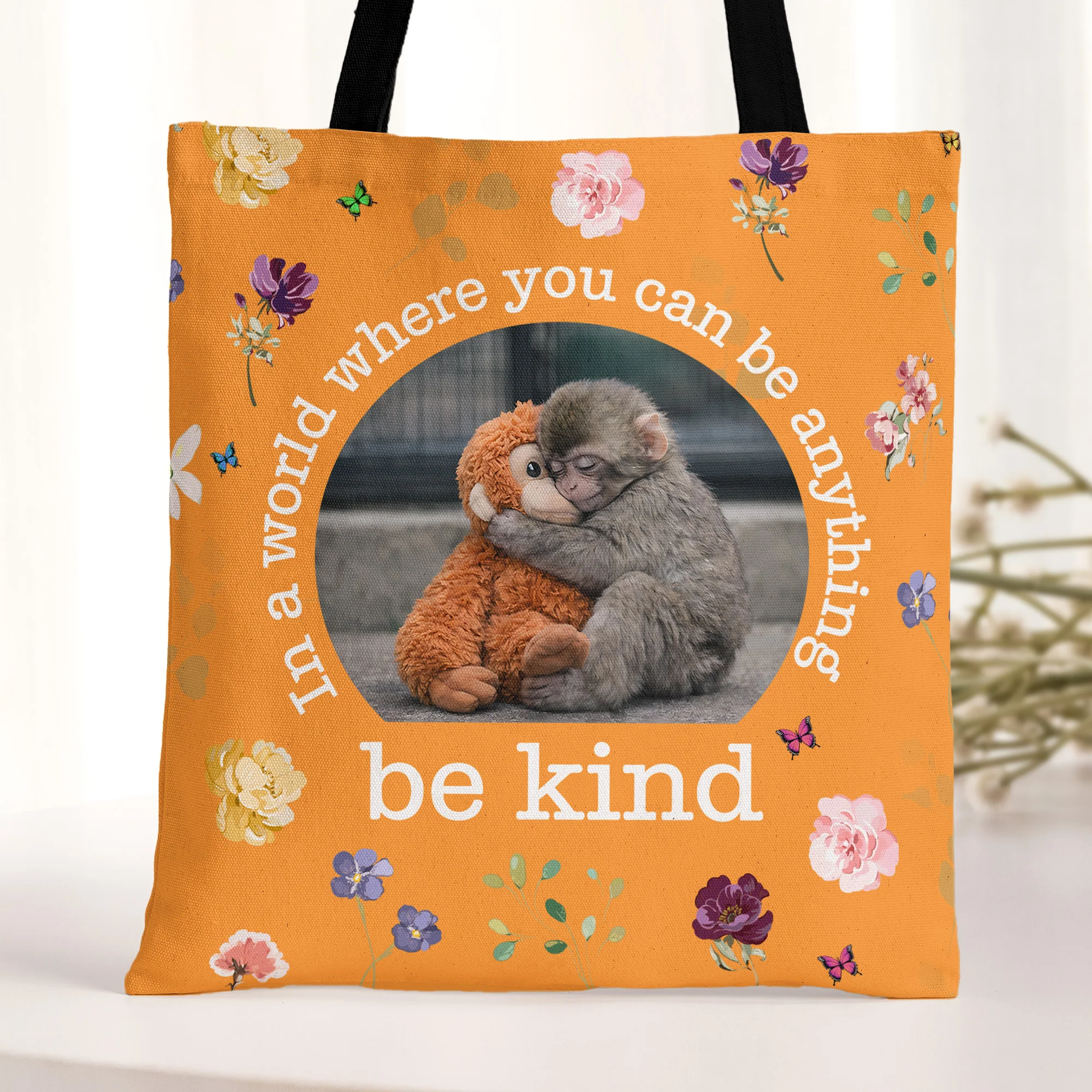 Baby Punch Monkey - Be Kind, Punch The Abandoned Baby Monkey - Personalized Tote Bag - Image 3