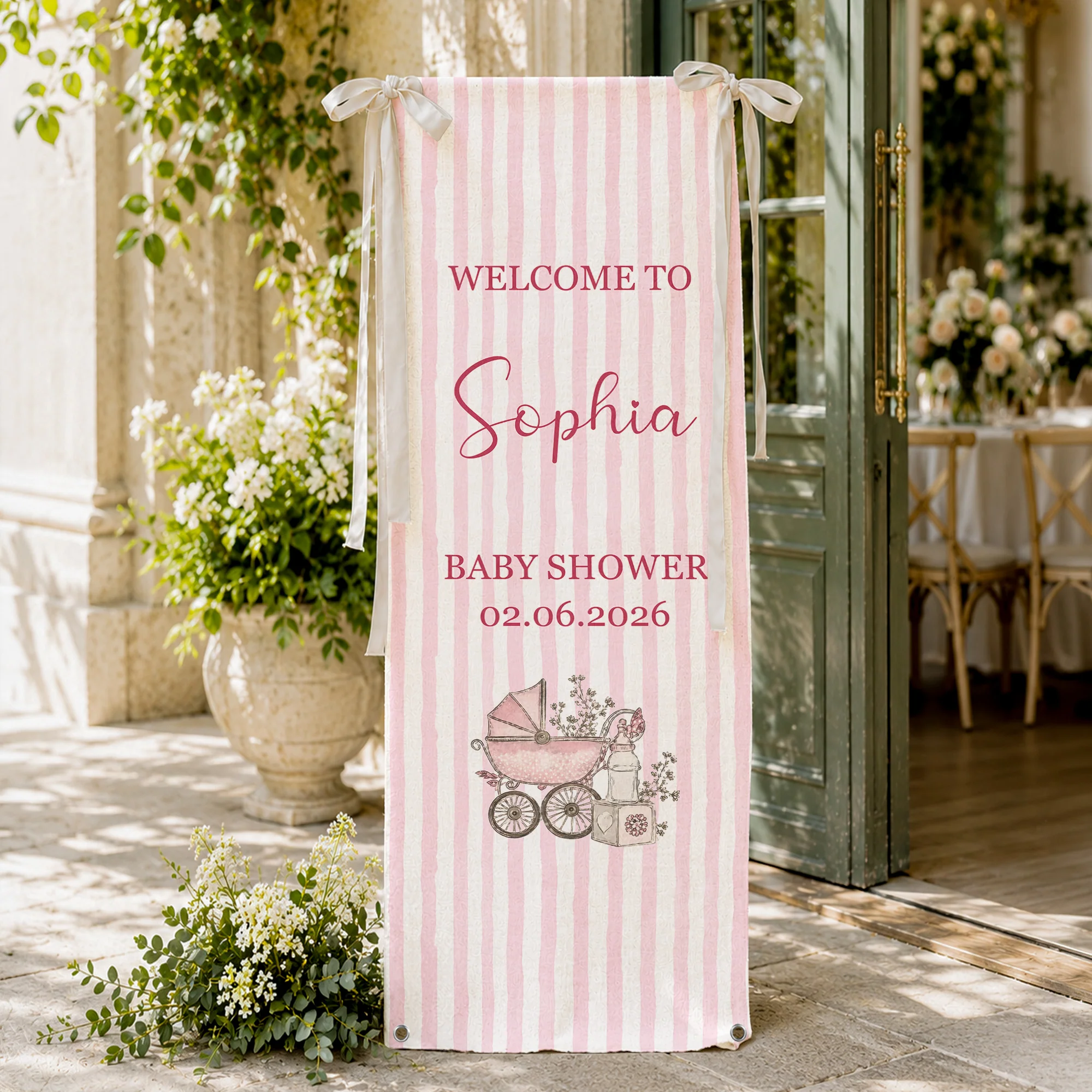Baby Shower Stripe - Personalized Welcome Sign - Image 4