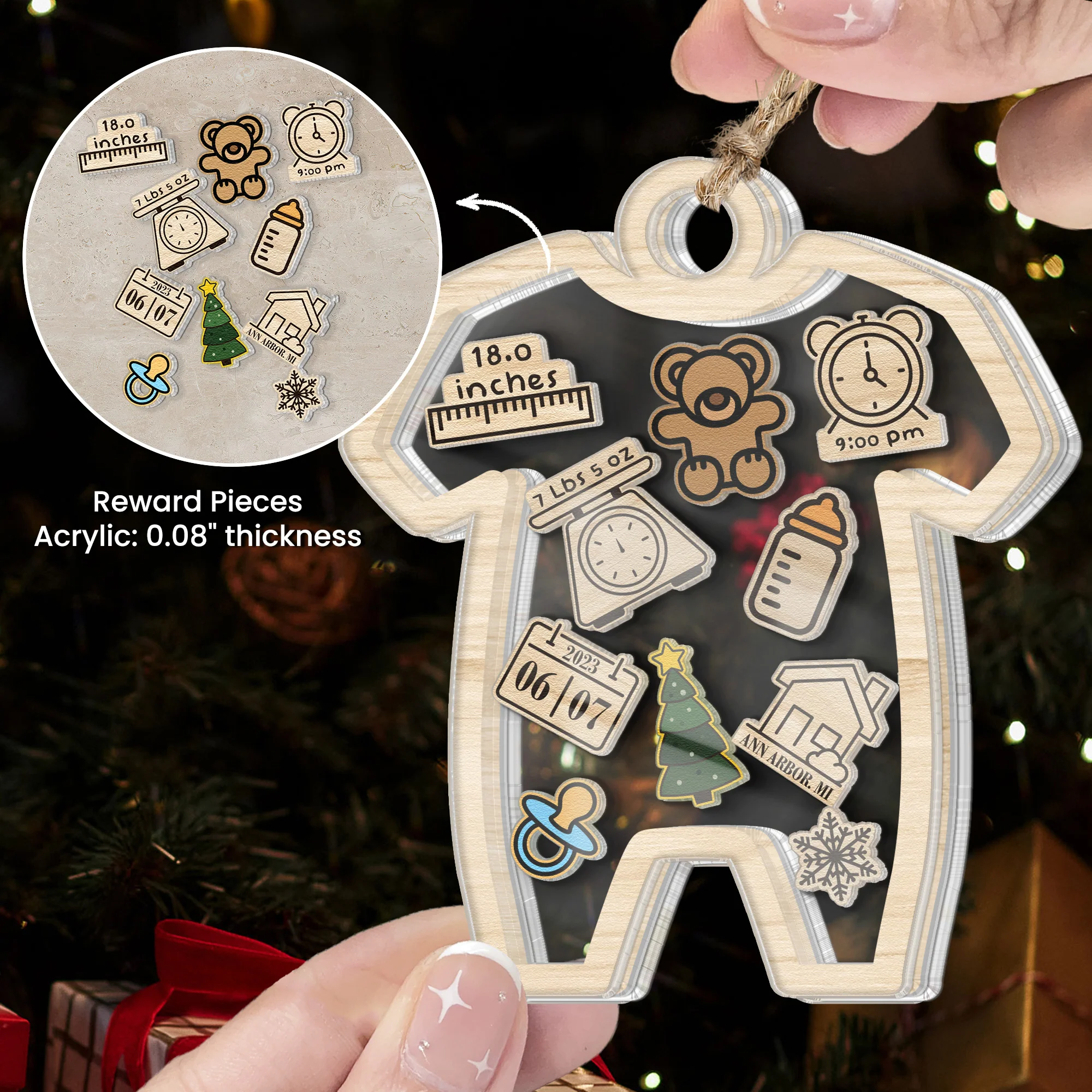Baby's First Christmas For Grandchild, New Parents - Personalized Shaker Ornament - Image 3