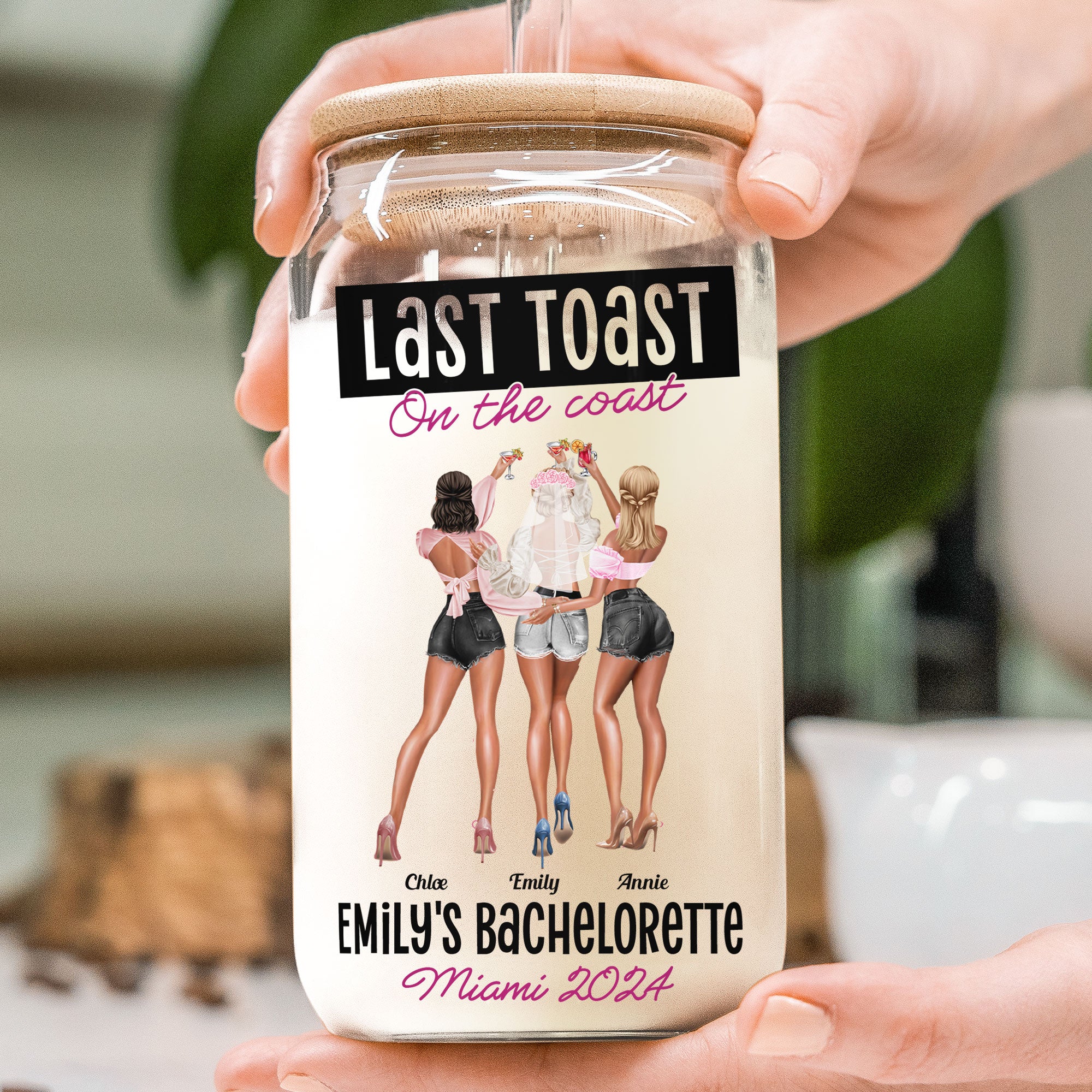 Bachelorette Gift Last Toast On The Coast - Personalized Clear Glass Cup - Image 2