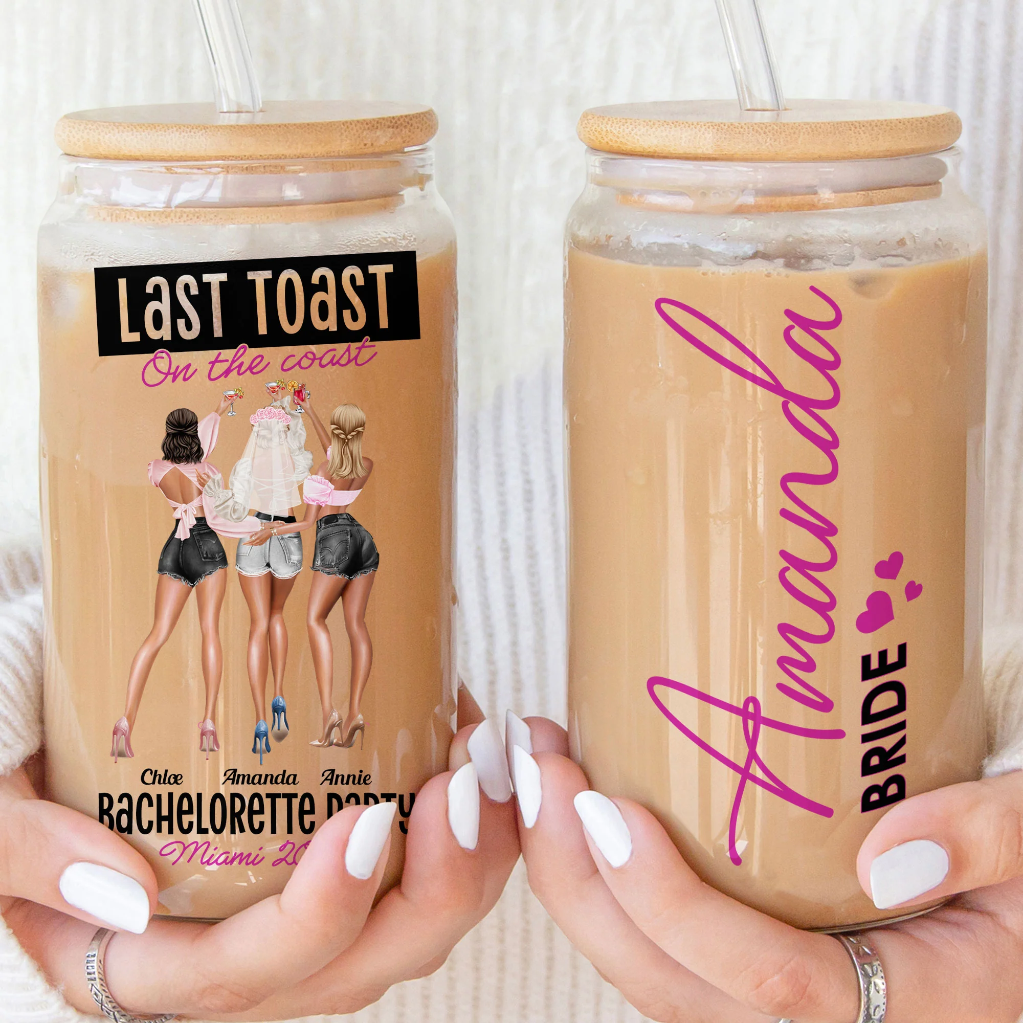 Bachelorette Party Gift Last Toast On The Coast - Personalized Clear Glass Cup - Image 3