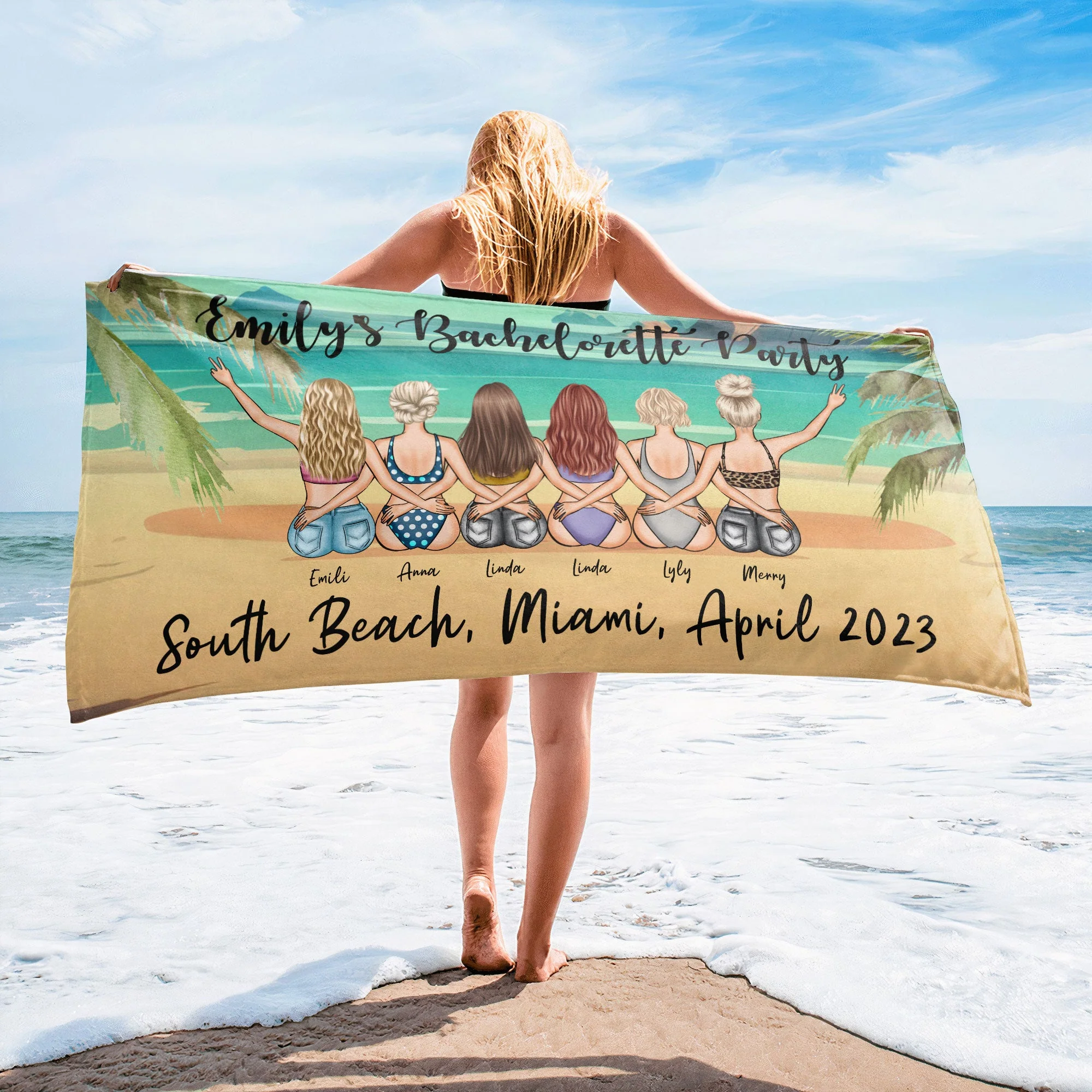 Bachelorette Party Towel - Personalized Beach Towel - Image 5