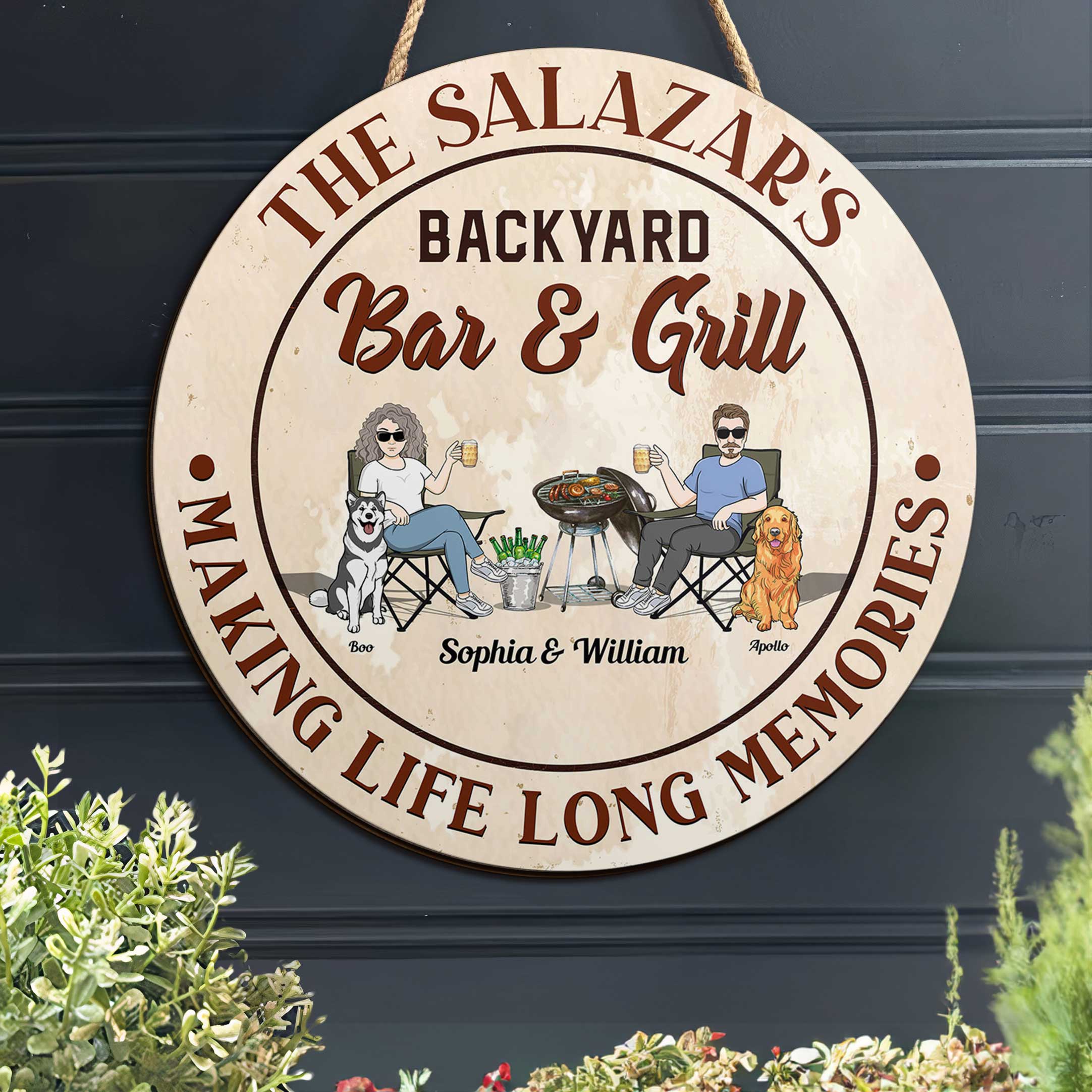 Backyard Bar & Grill - Personalized Round Wood Sign - Image 2
