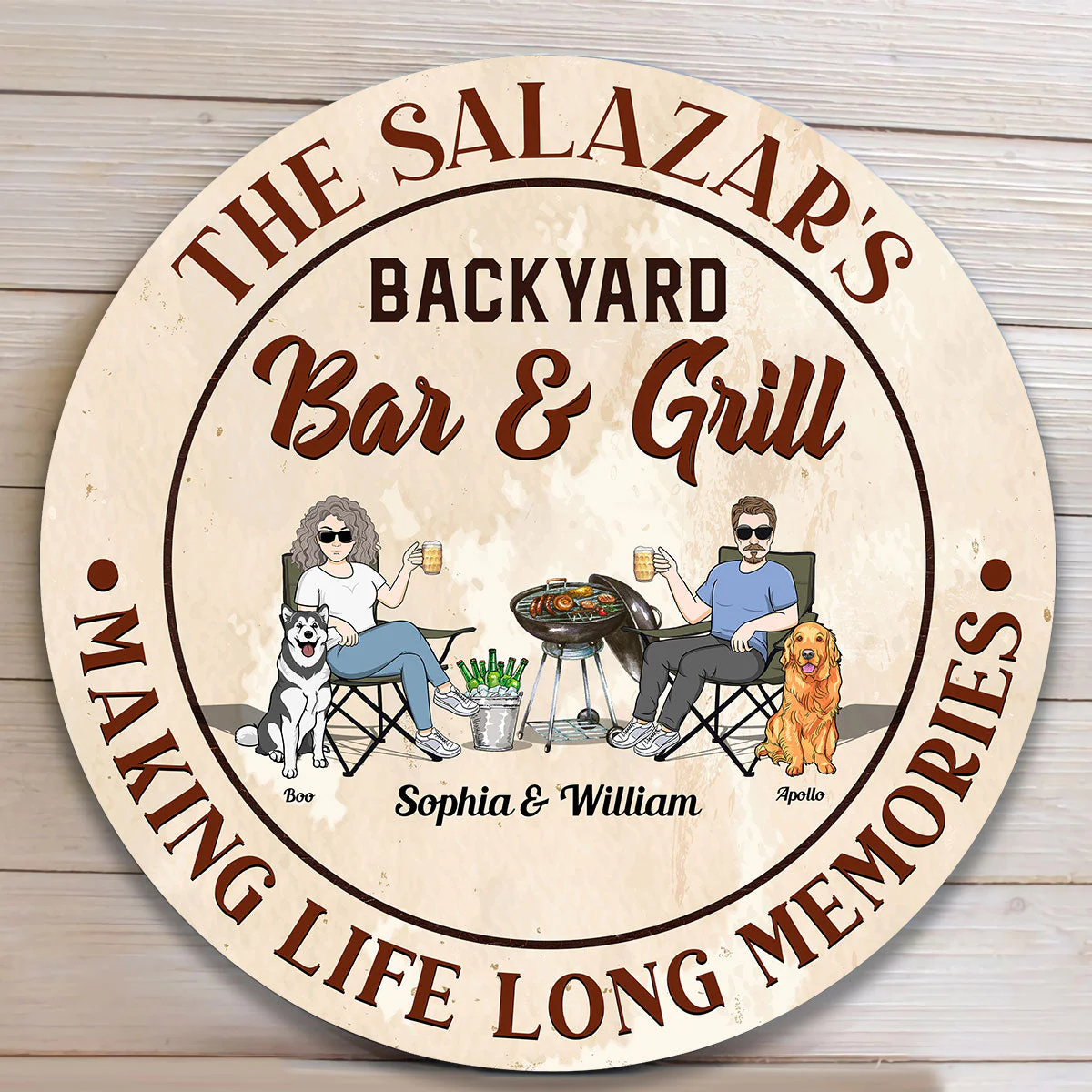 Backyard Bar & Grill - Personalized Round Wood Sign - Image 3