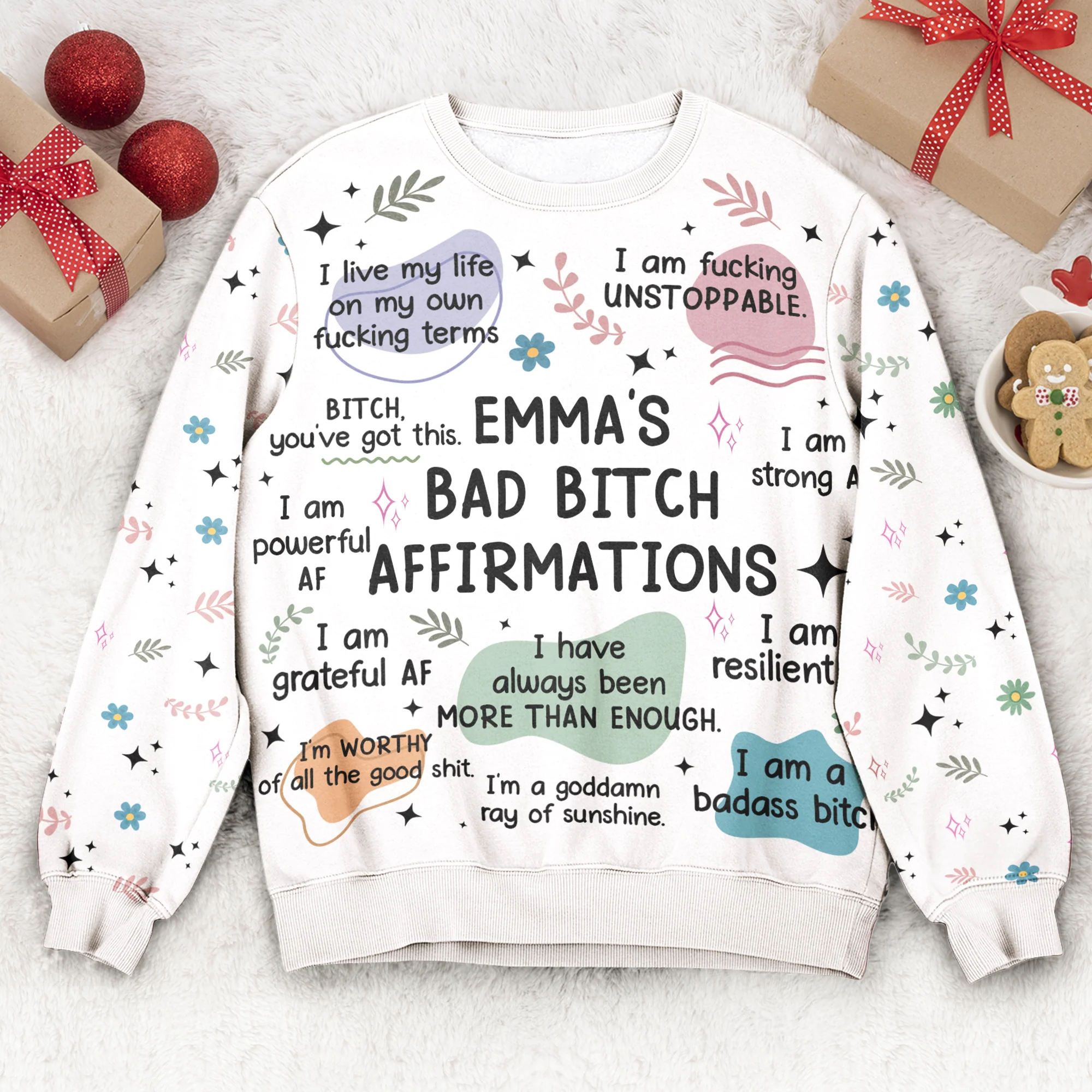 Bad B*tch Affirmations - Personalized Sweatshirt And Sweatpants Set - Image 4
