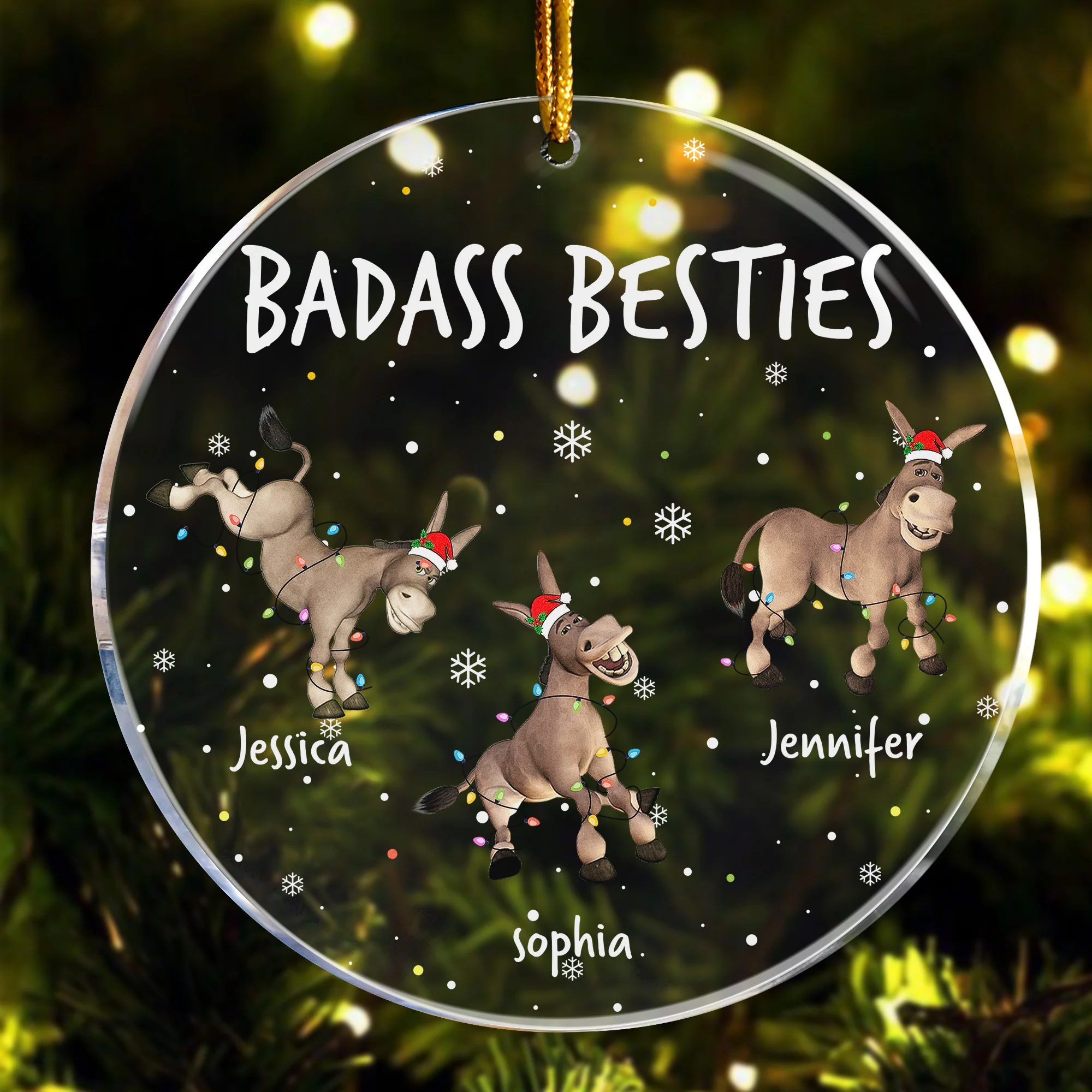Badass Besties - Funny Gifts For Friends - Custom Names - Personalized Acrylic Ornament - Image 4