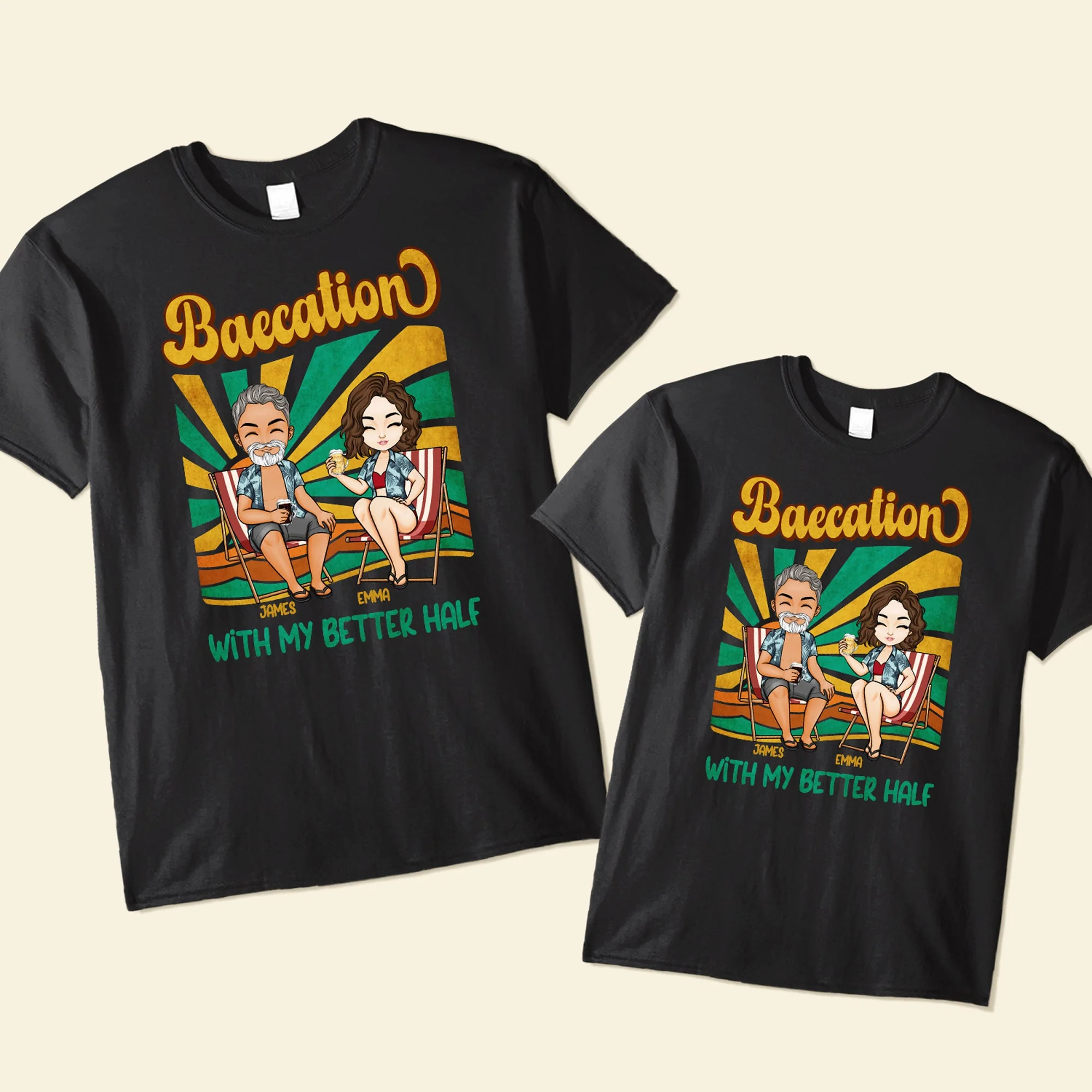Baecation With My Better Half - Personalized Couple Matching Shirts - Image 2