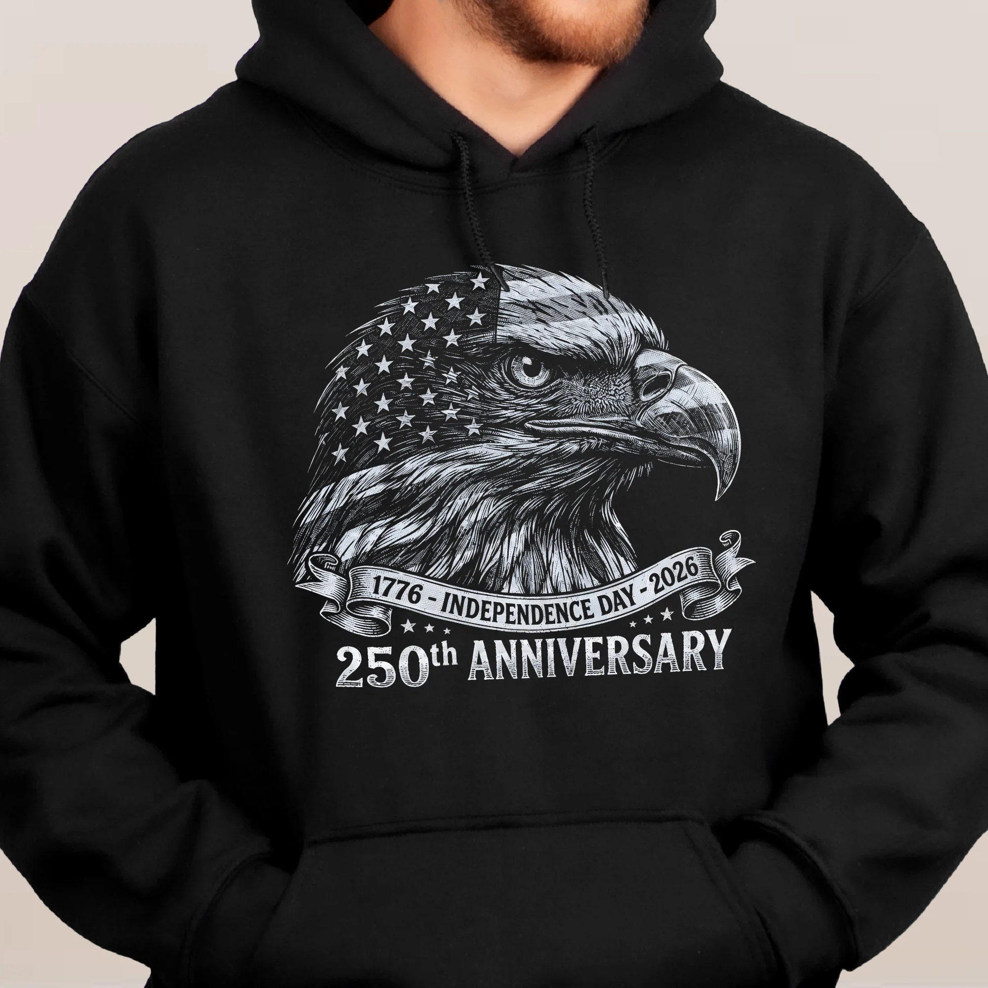 Bald Eagle Usa 250Th Anniversary Monochrome - Shirt - Image 9