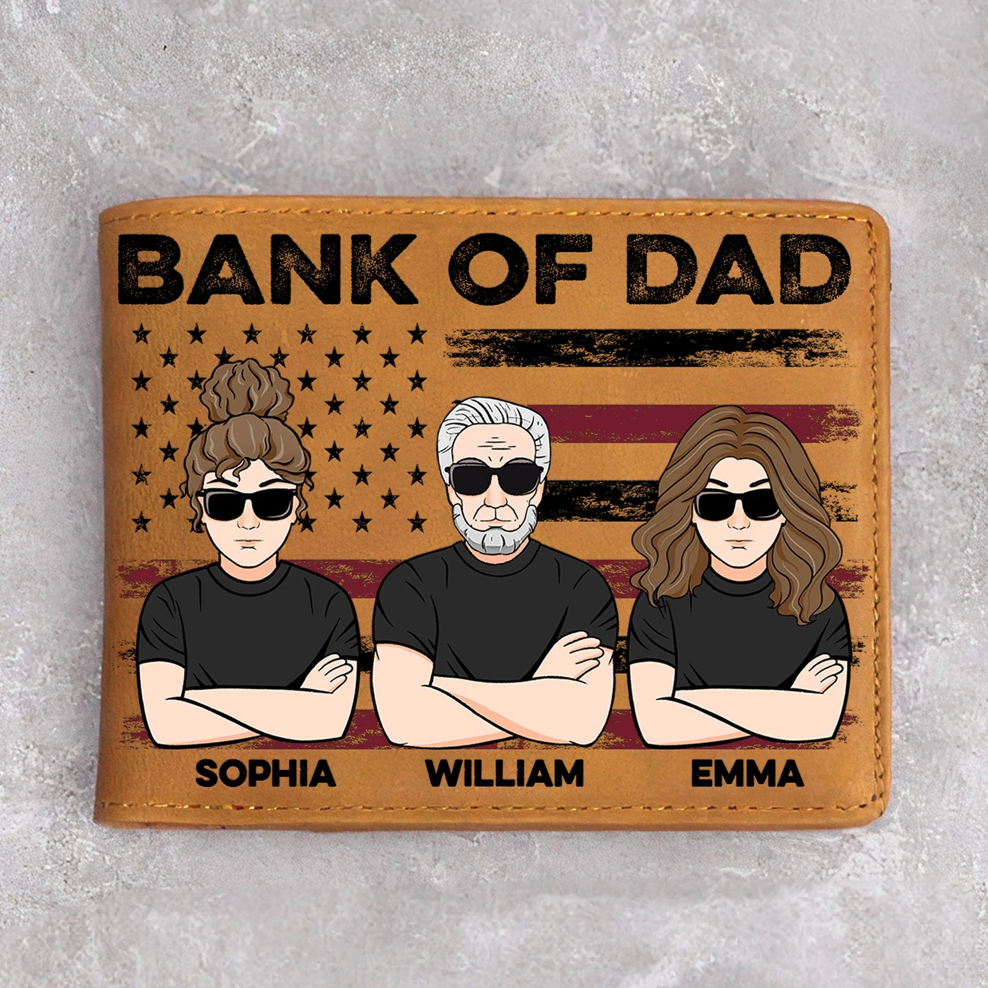 Bank Of Dad - Personalized Leather Wallet - Image 4