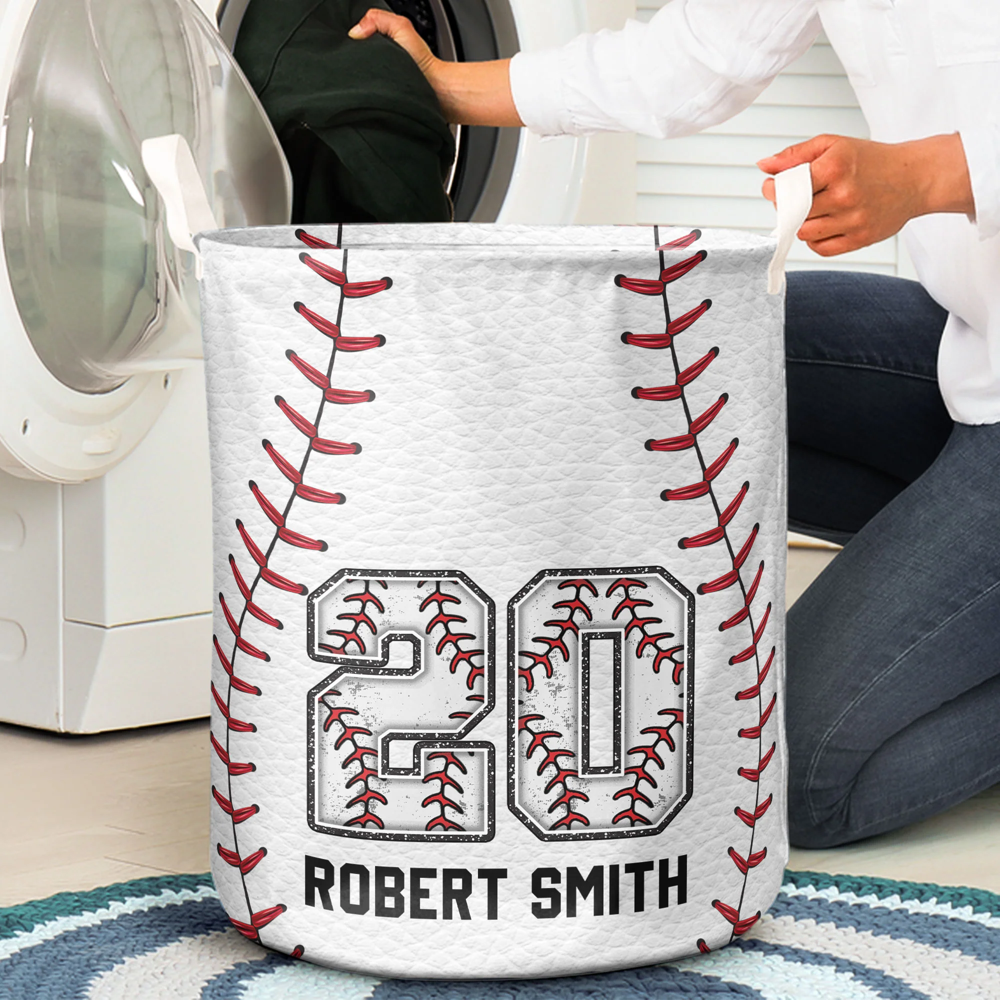 Baseball Basket - Personalized Laundry Storage Basket - Image 4