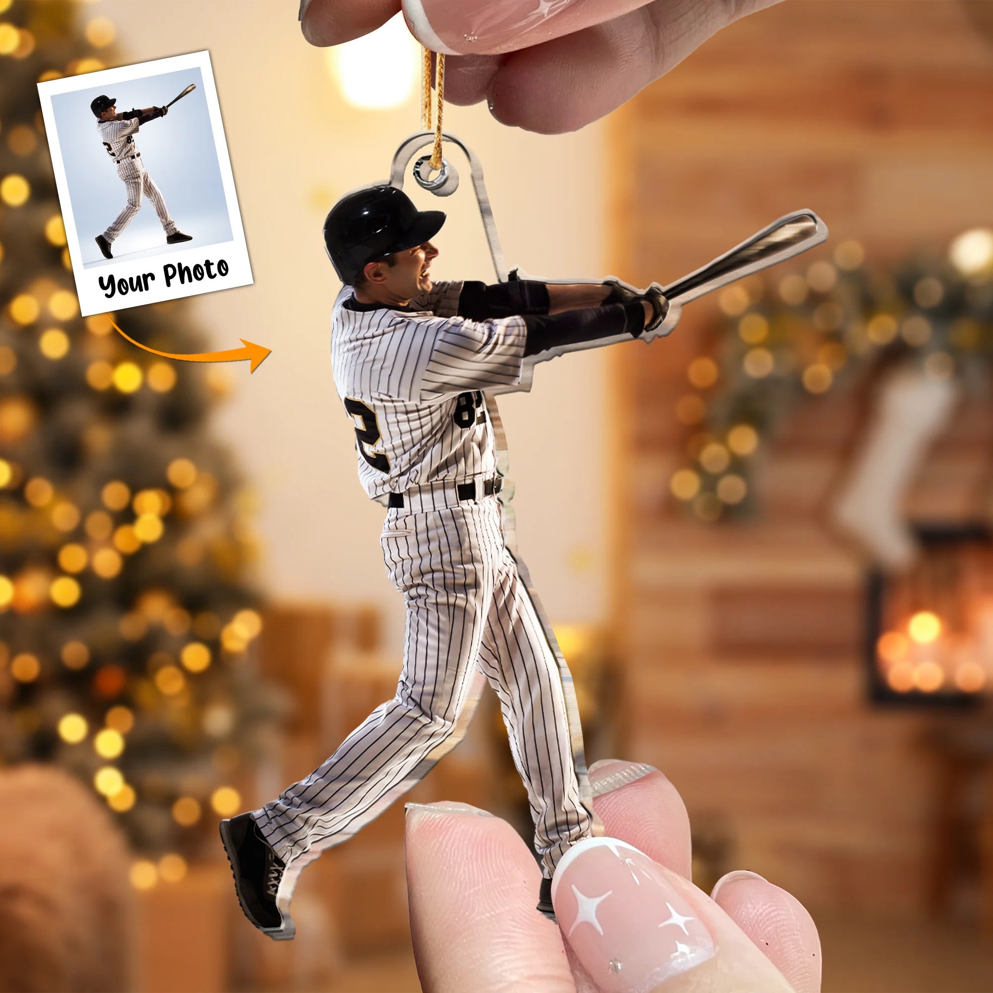 Baseball Lover For Husband, Son - Personalized Acrylic Photo Ornament - Image 2
