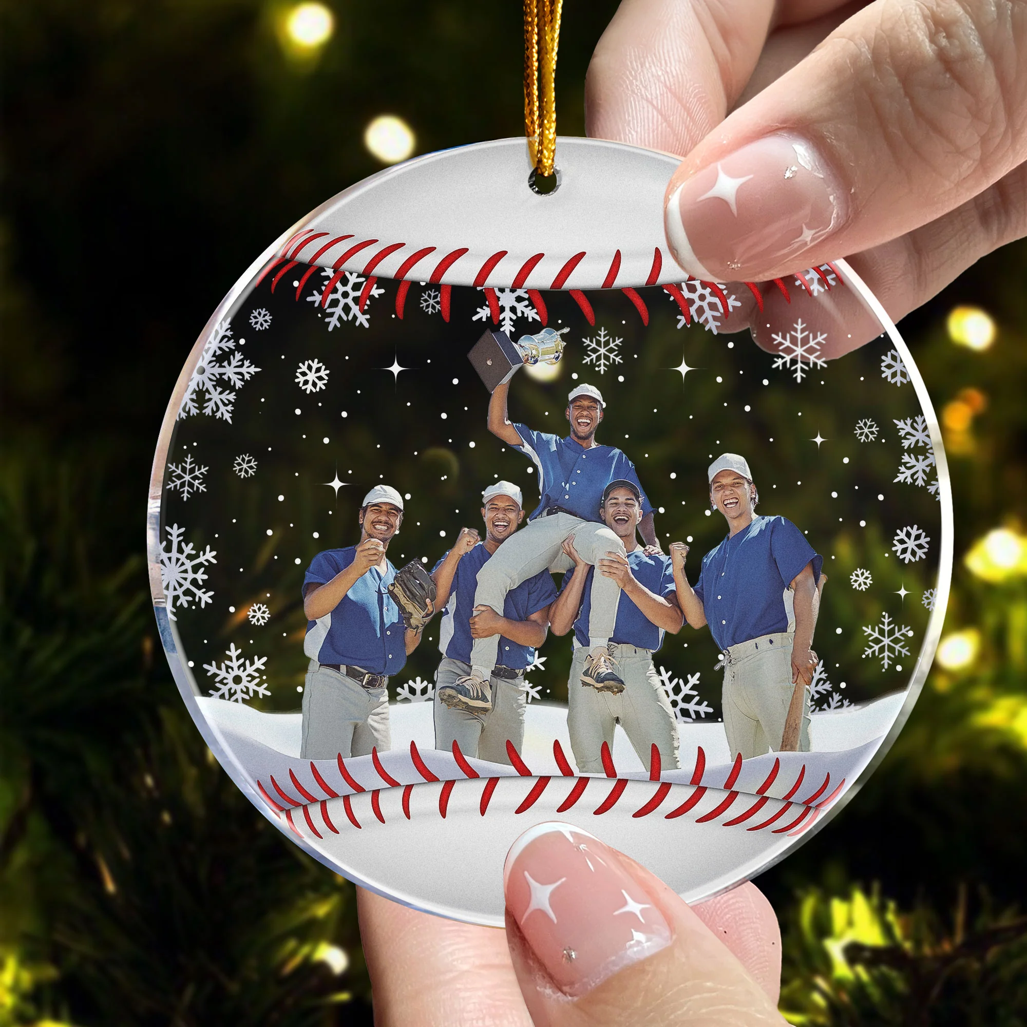Baseball Team Christmas Ornament Gift For Baseball Lovers - Personalized Acrylic Photo Ornament - Image 4