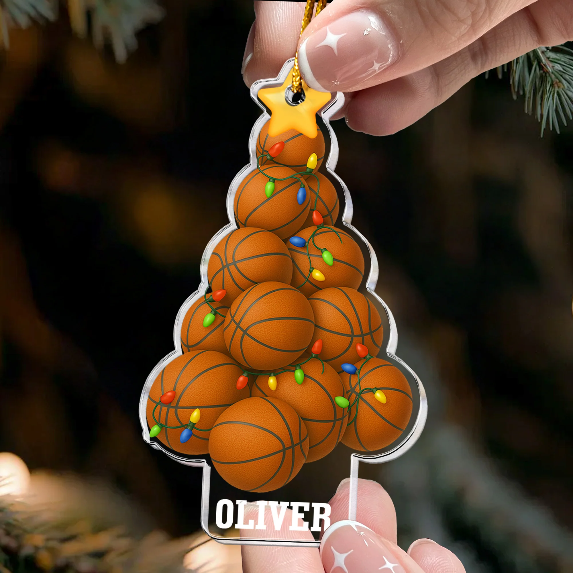 Basketball Christmas Tree - Personalized Acrylic Ornament - Image 2