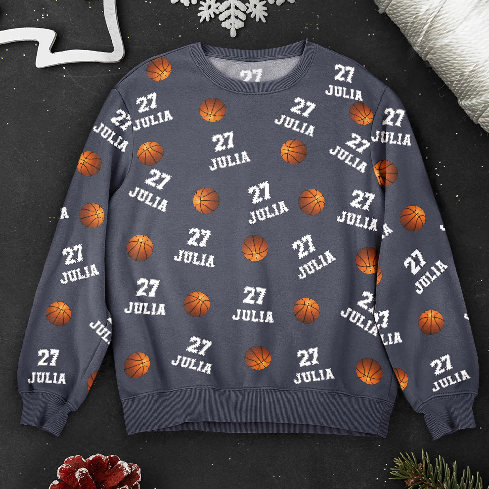 Basketball Custom Name, Number - Personalized 3D Printed Sweatshirt - Image 3
