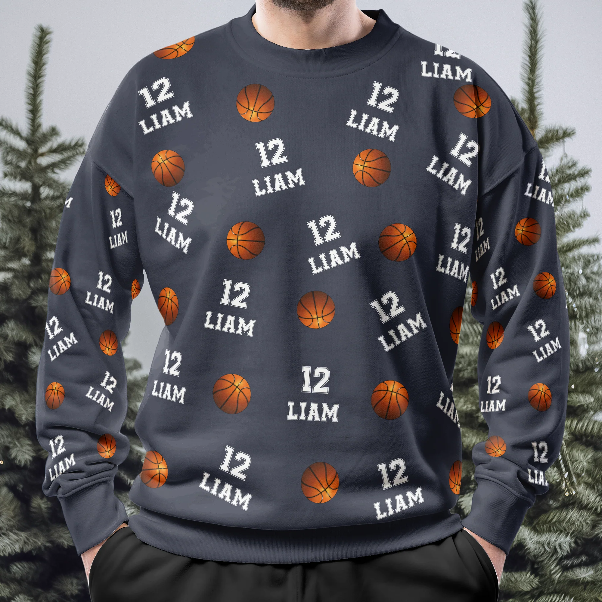 Basketball Custom Name, Number - Personalized 3D Printed Sweatshirt - Image 4